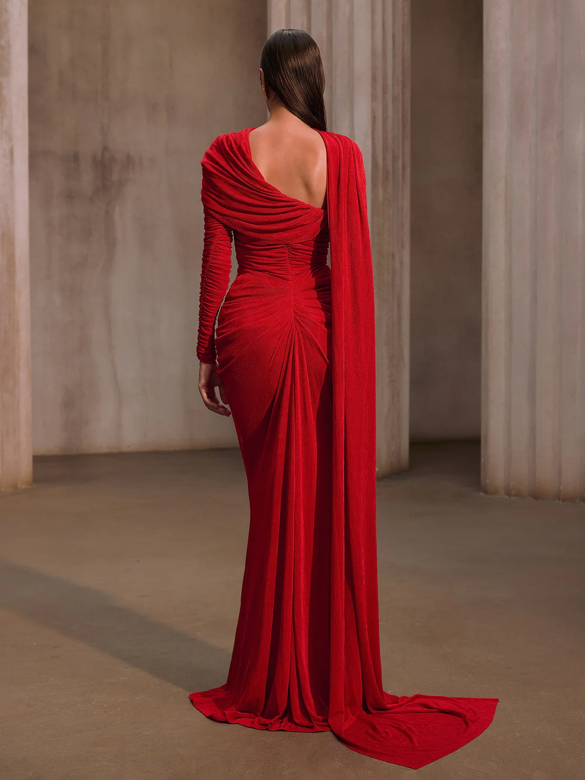 Gigaton Scarf Ruched Velvet Maxi Dress - Image 6
