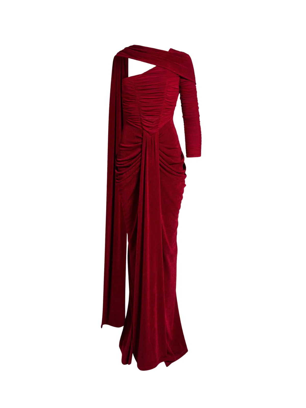 Gigaton Scarf Ruched Velvet Maxi Dress - Image 7