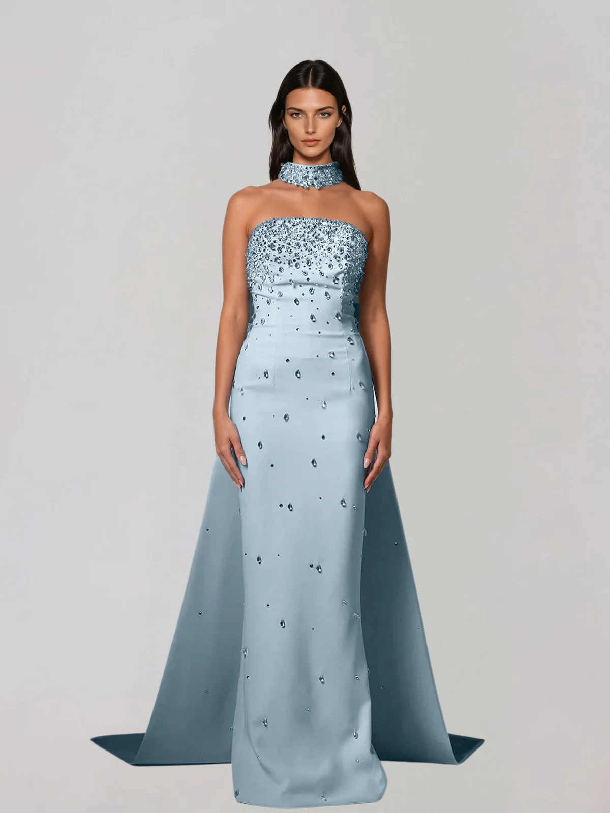 Gireth Draped Crystal Maxi Dress