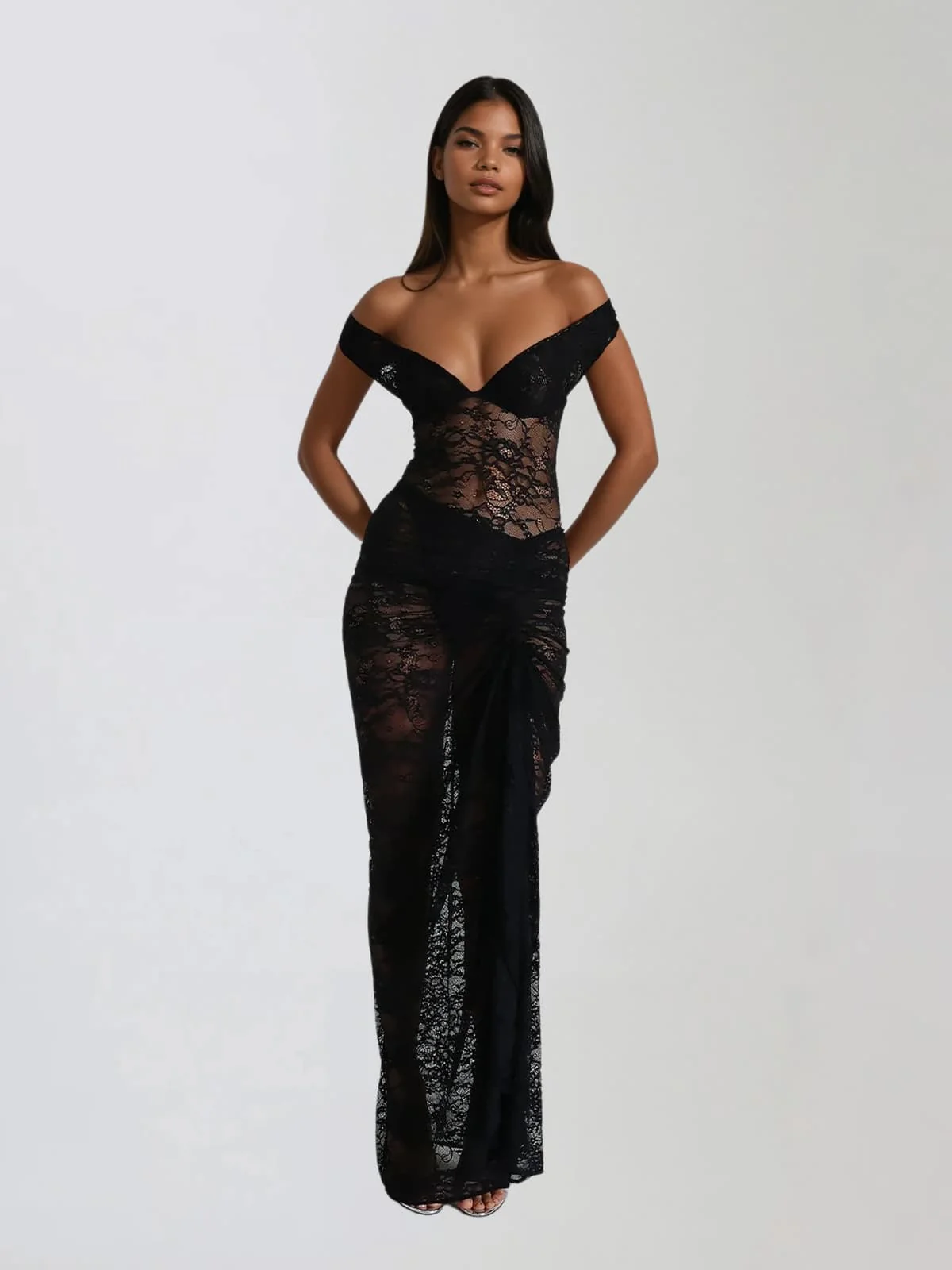 Gorynex Off Shoulder Lace Bodysuit Set - Image 2