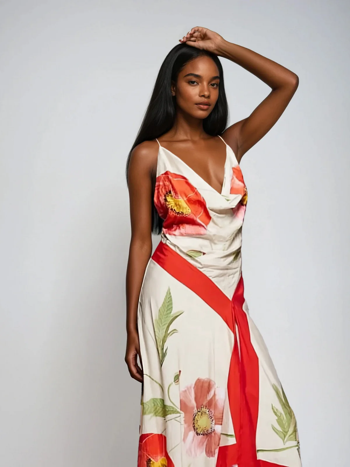 Gravira Cowl Neck Floral Maxi Dress - Image 2