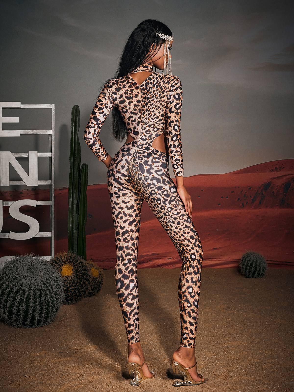 Gunner Cutout Leopard Rhinestone Jumpsuit - Image 6