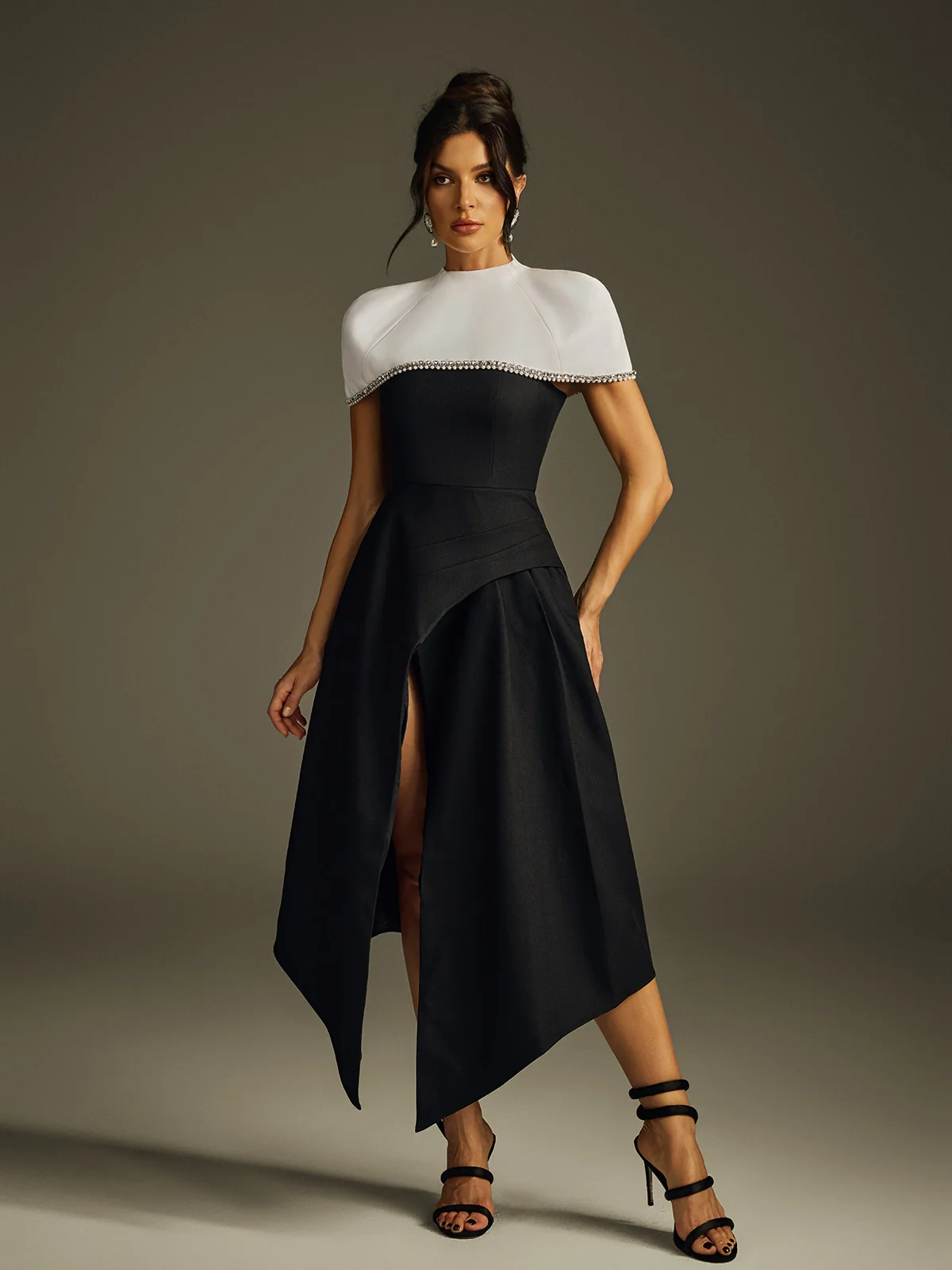 Haelith Rhinestone Cape Maxi Dress - Image 4