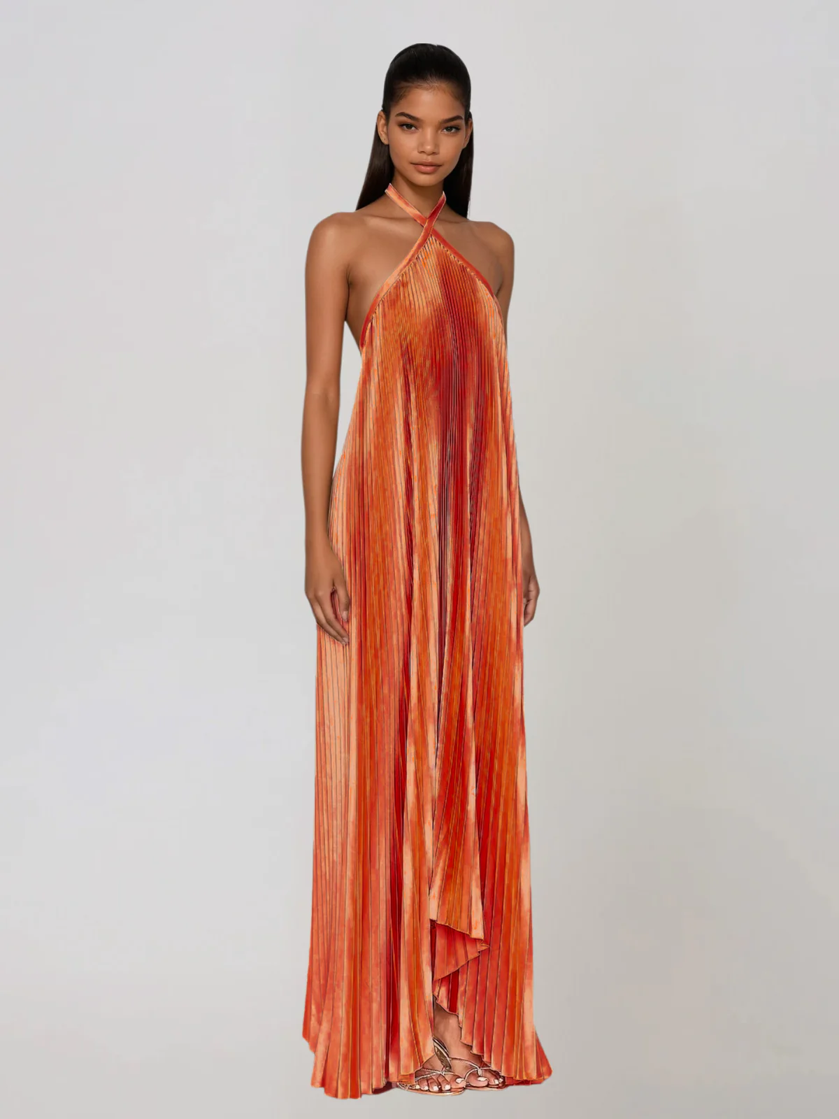 Hirvex Halterneck Pleated Maxi Dress - Image 2