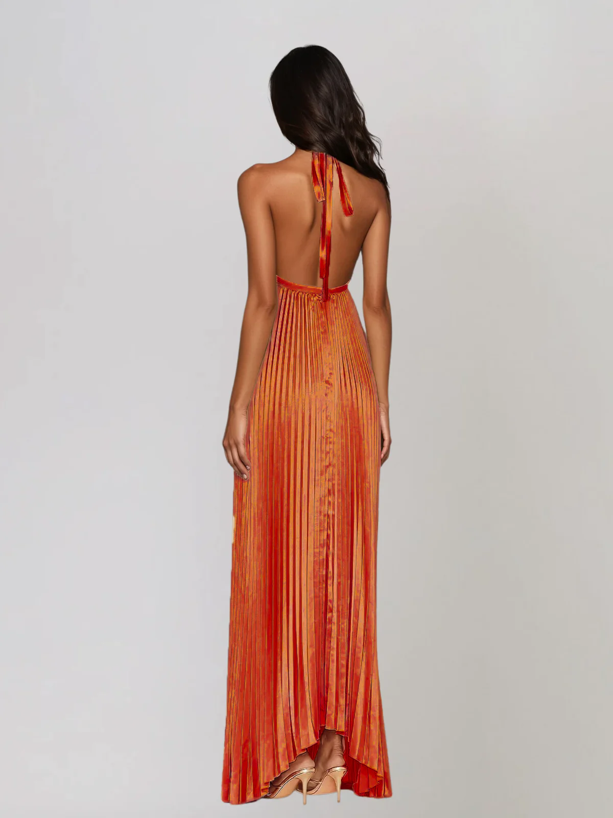 Hirvex Halterneck Pleated Maxi Dress - Image 3