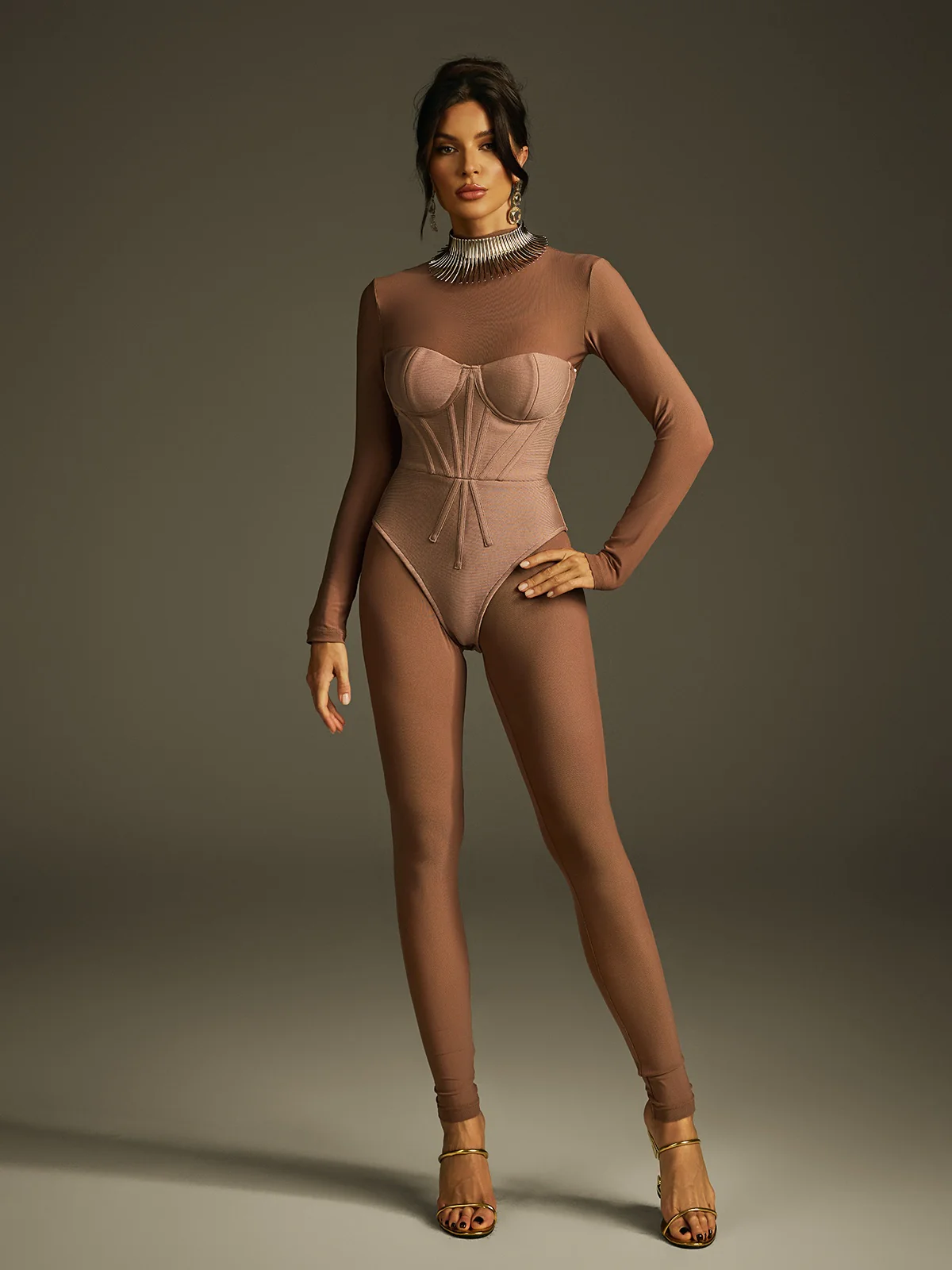 Ildrion High Neck Bandage Bodysuit Set