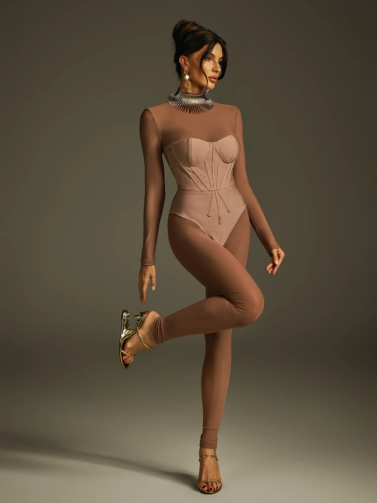 Ildrion High Neck Bandage Bodysuit Set - Image 2