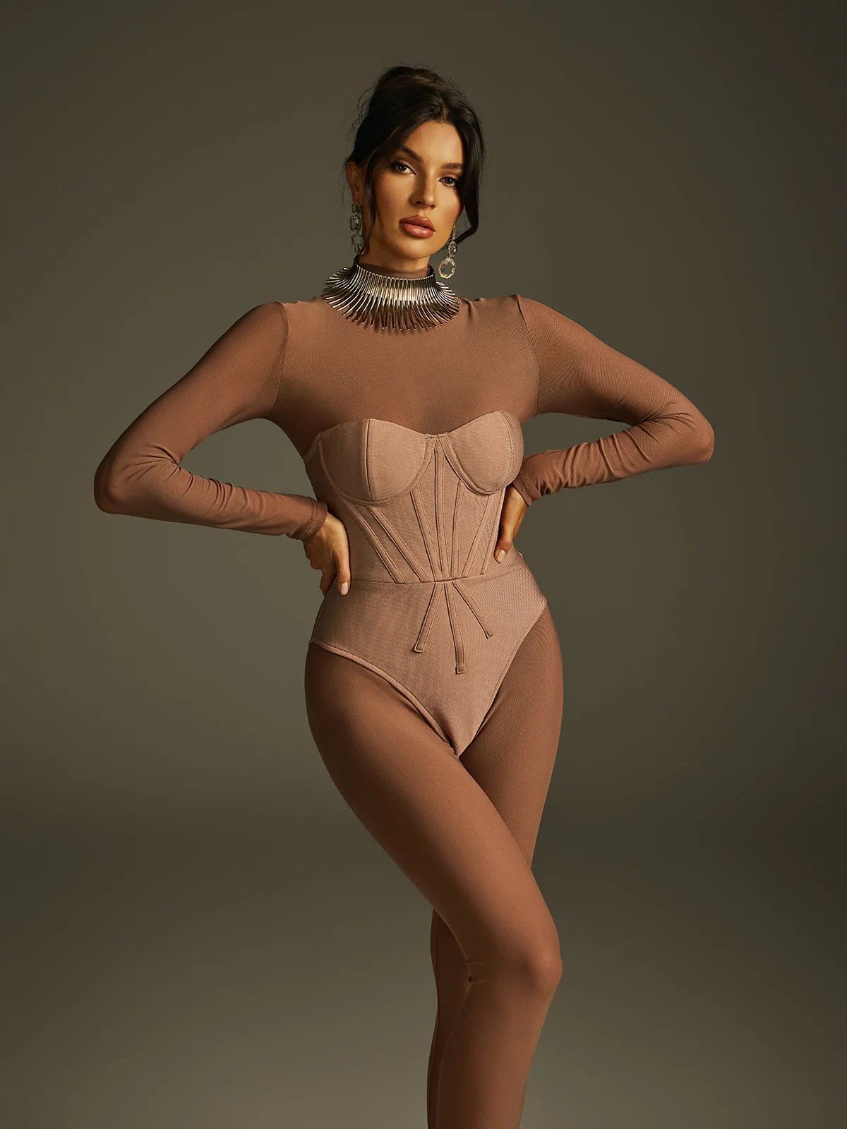 Ildrion High Neck Bandage Bodysuit Set - Image 4