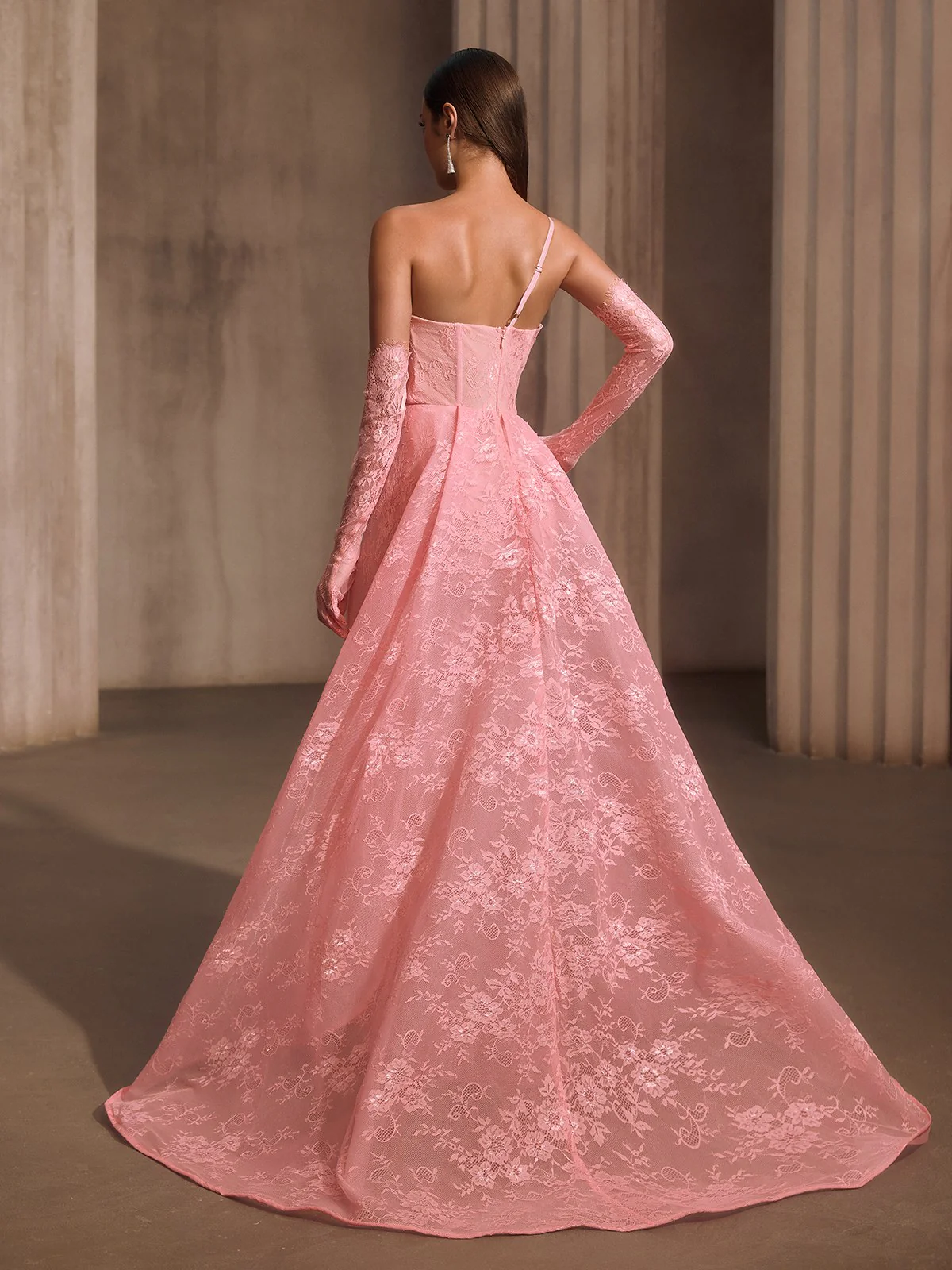 Ioryxel Lace Corset Flared Maxi Dress With Gloves - Image 6