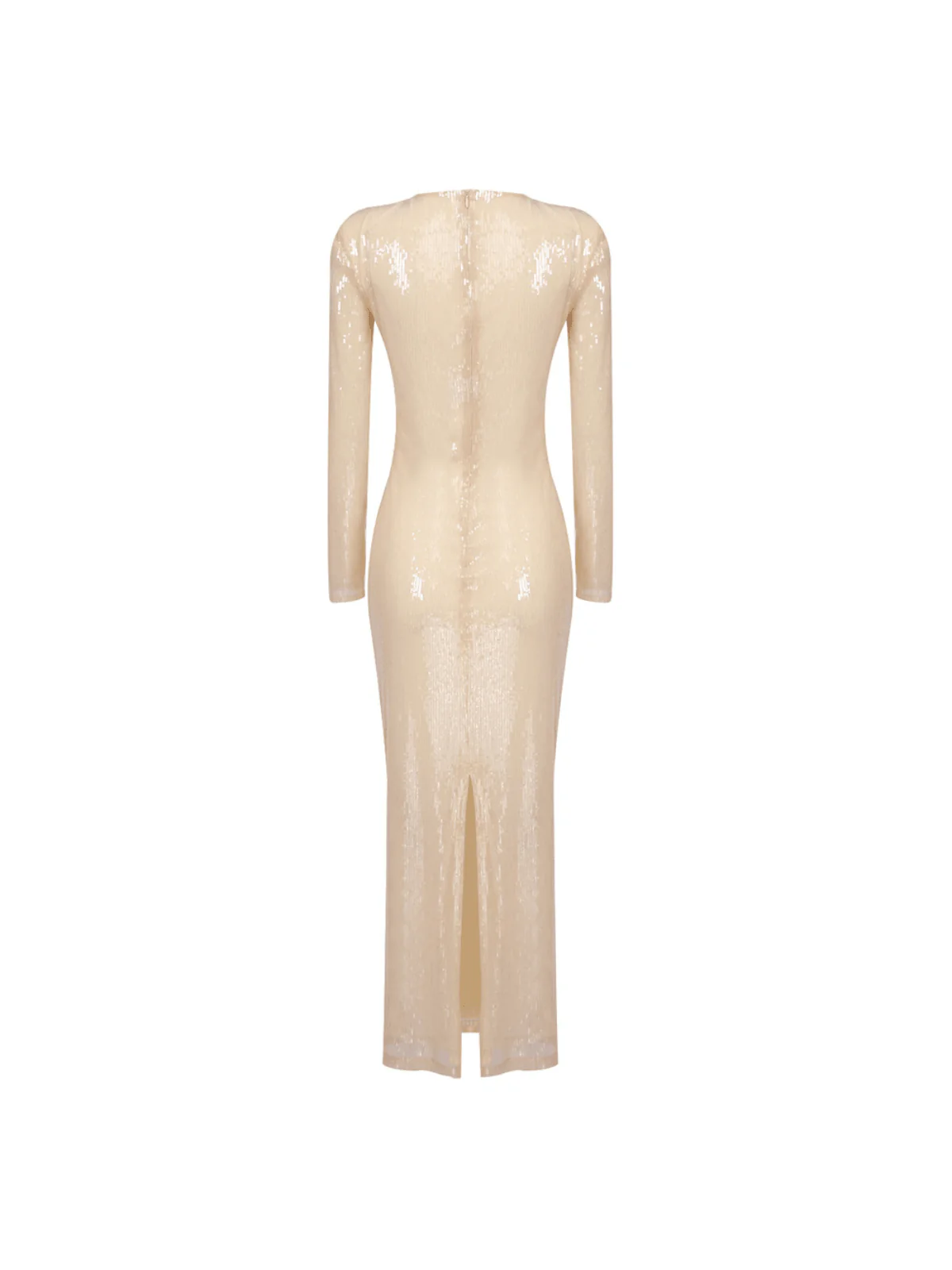 Isak Long Sleeve Flower Cutout Sequin Dress In Apricot - Image 8