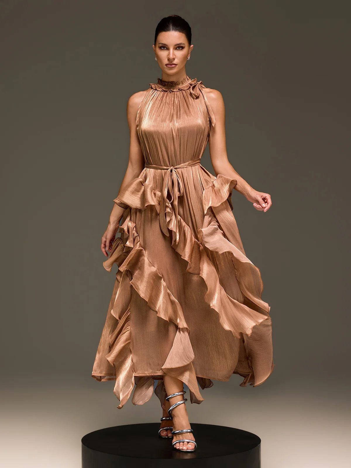 Iverdan Sleeveless Ruffle Maxi Dress - Image 2