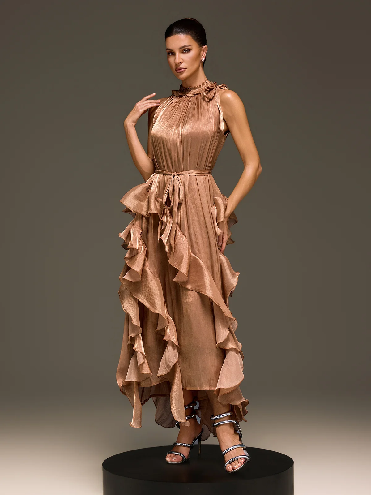 Iverdan Sleeveless Ruffle Maxi Dress - Image 4