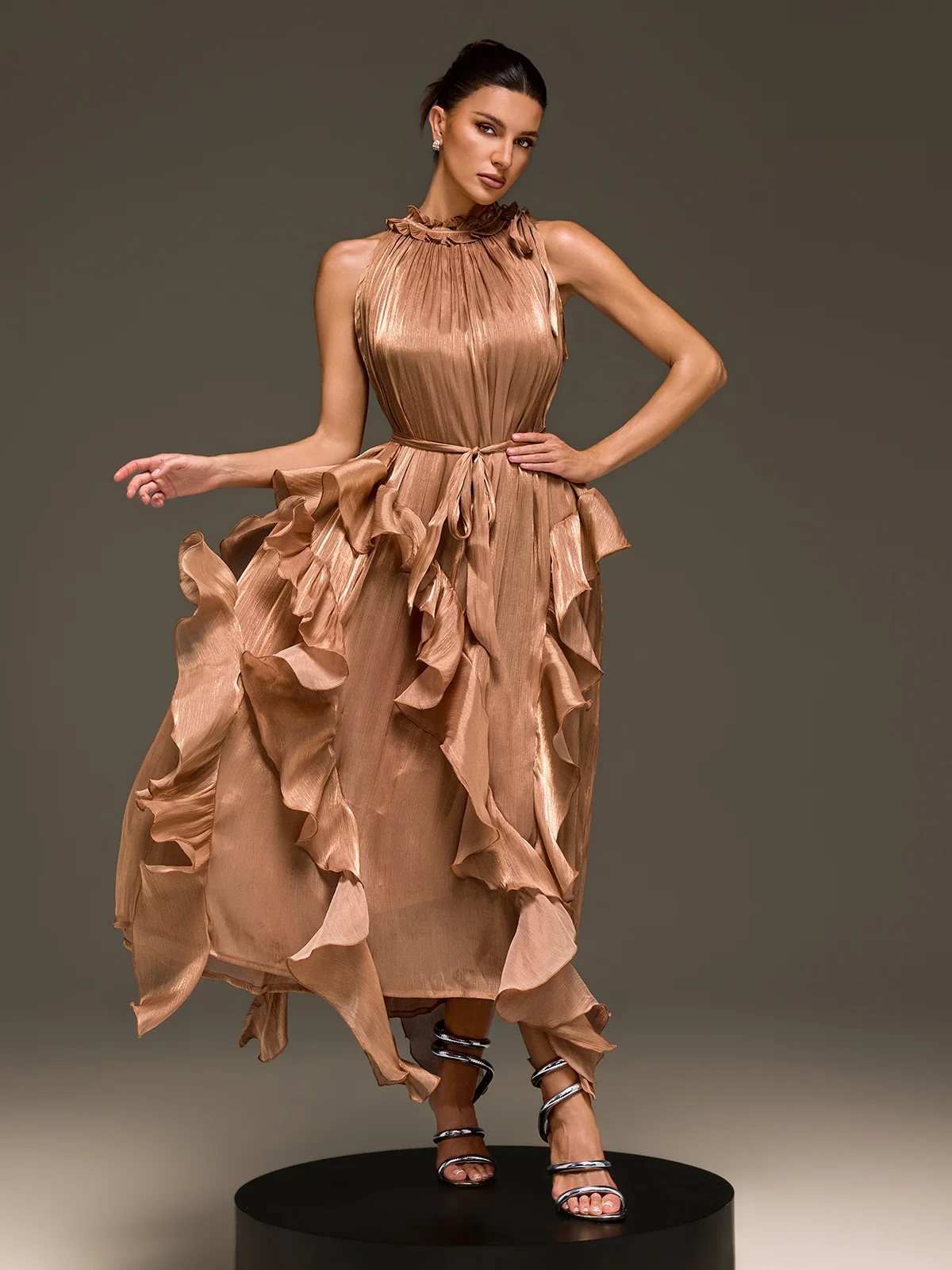 Iverdan Sleeveless Ruffle Maxi Dress - Image 5