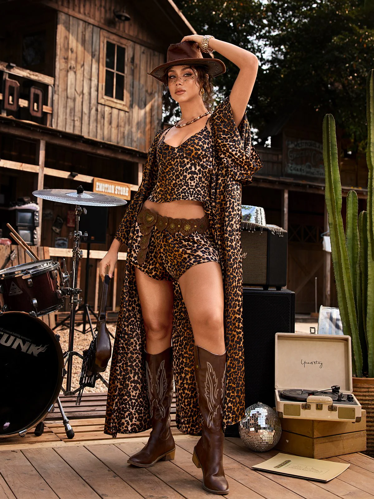 Ixelvon Spaghetti Leopard Romper Set - Image 5
