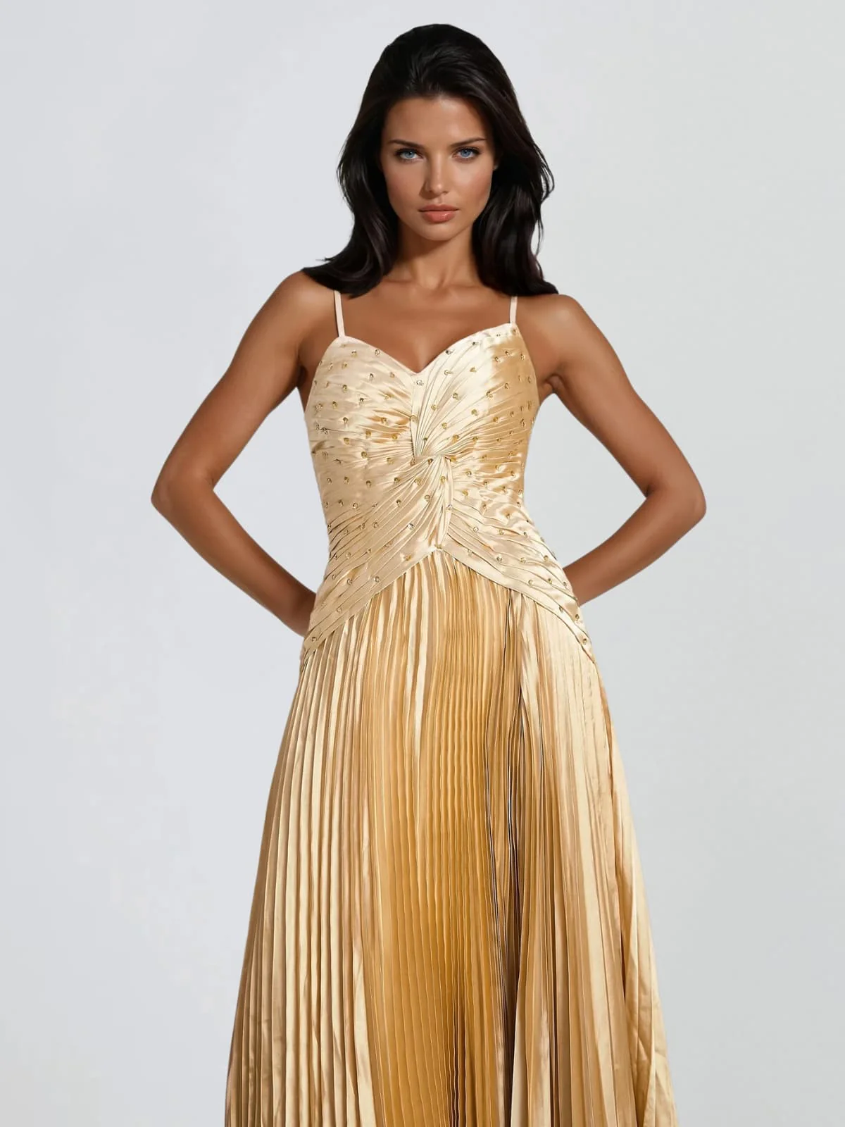 Jagtopo Spaghetti Twisted Pleated Maxi Dress - Image 3