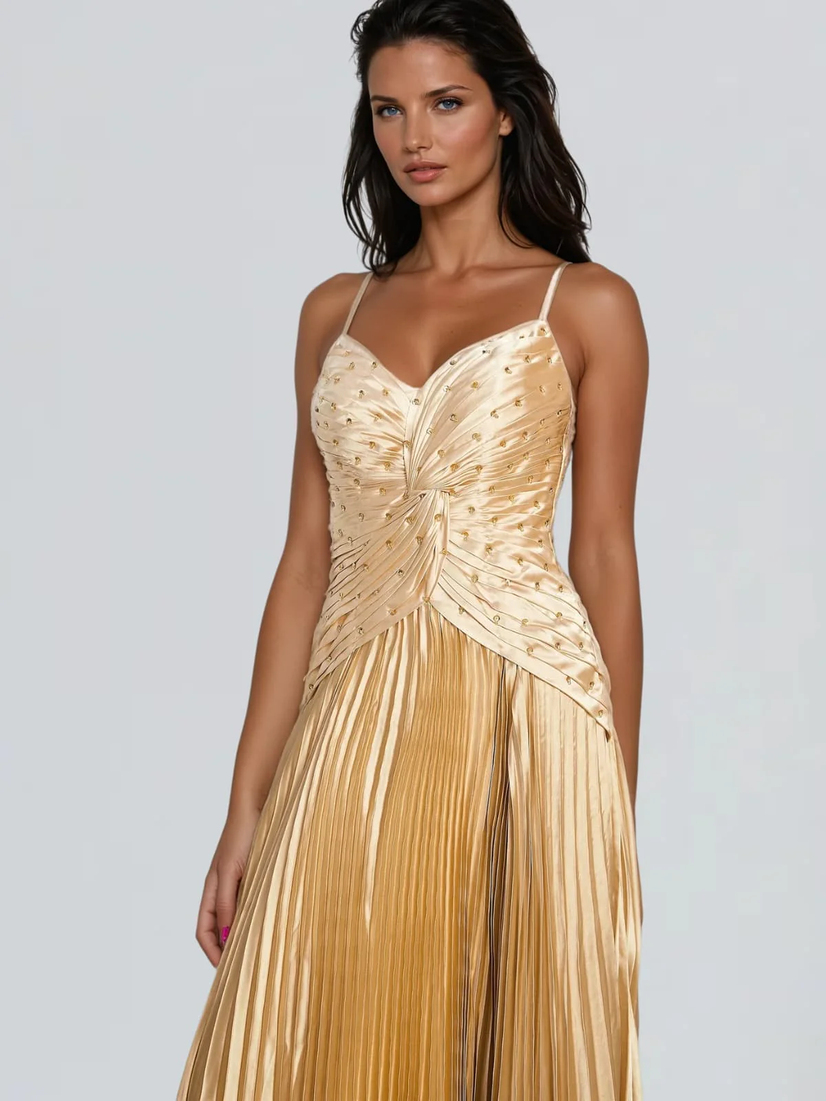 Jagtopo Spaghetti Twisted Pleated Maxi Dress - Image 4