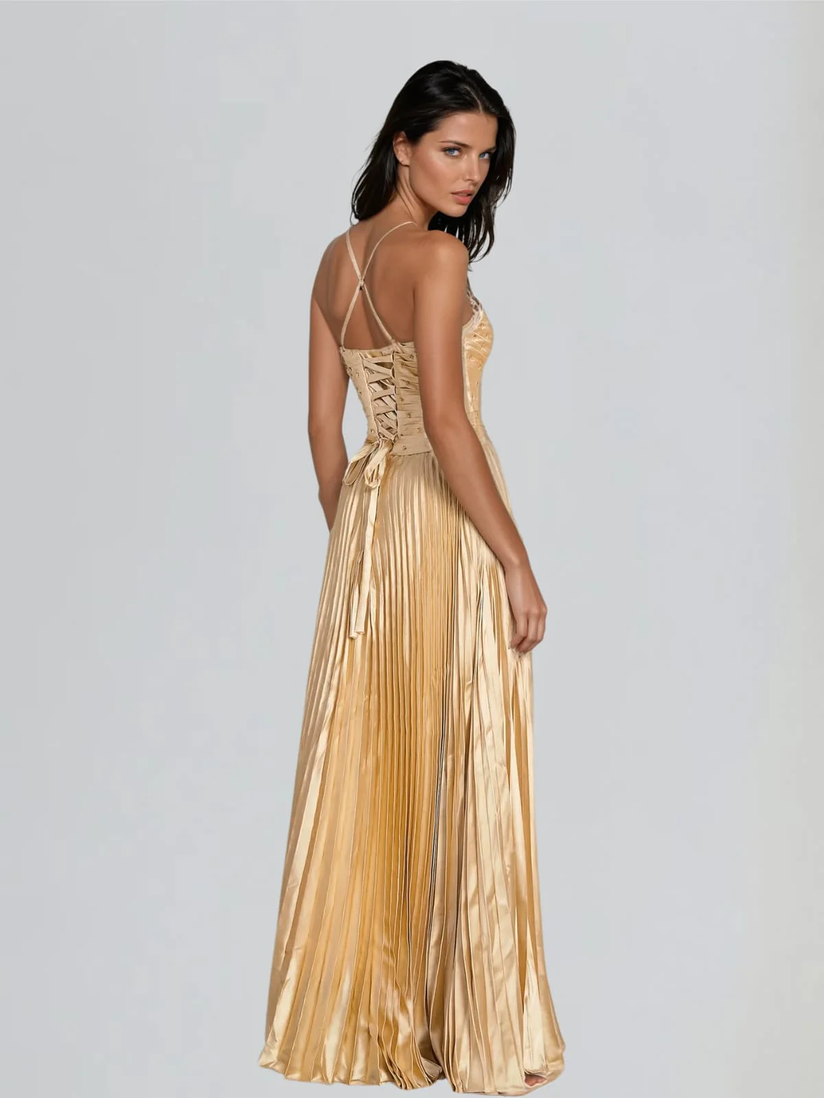 Jagtopo Spaghetti Twisted Pleated Maxi Dress - Image 5