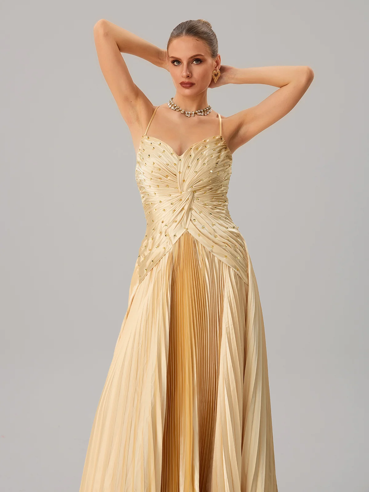 Jagtopo Spaghetti Twisted Pleated Maxi Dress - Image 9