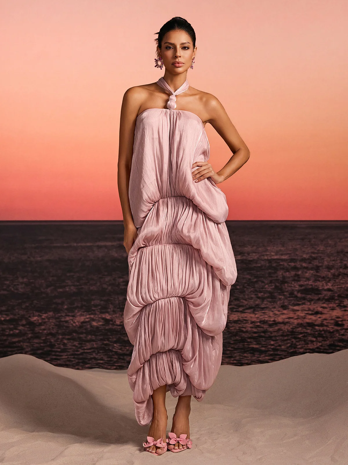 Jalor Halterneck Bubble Maxi Dress