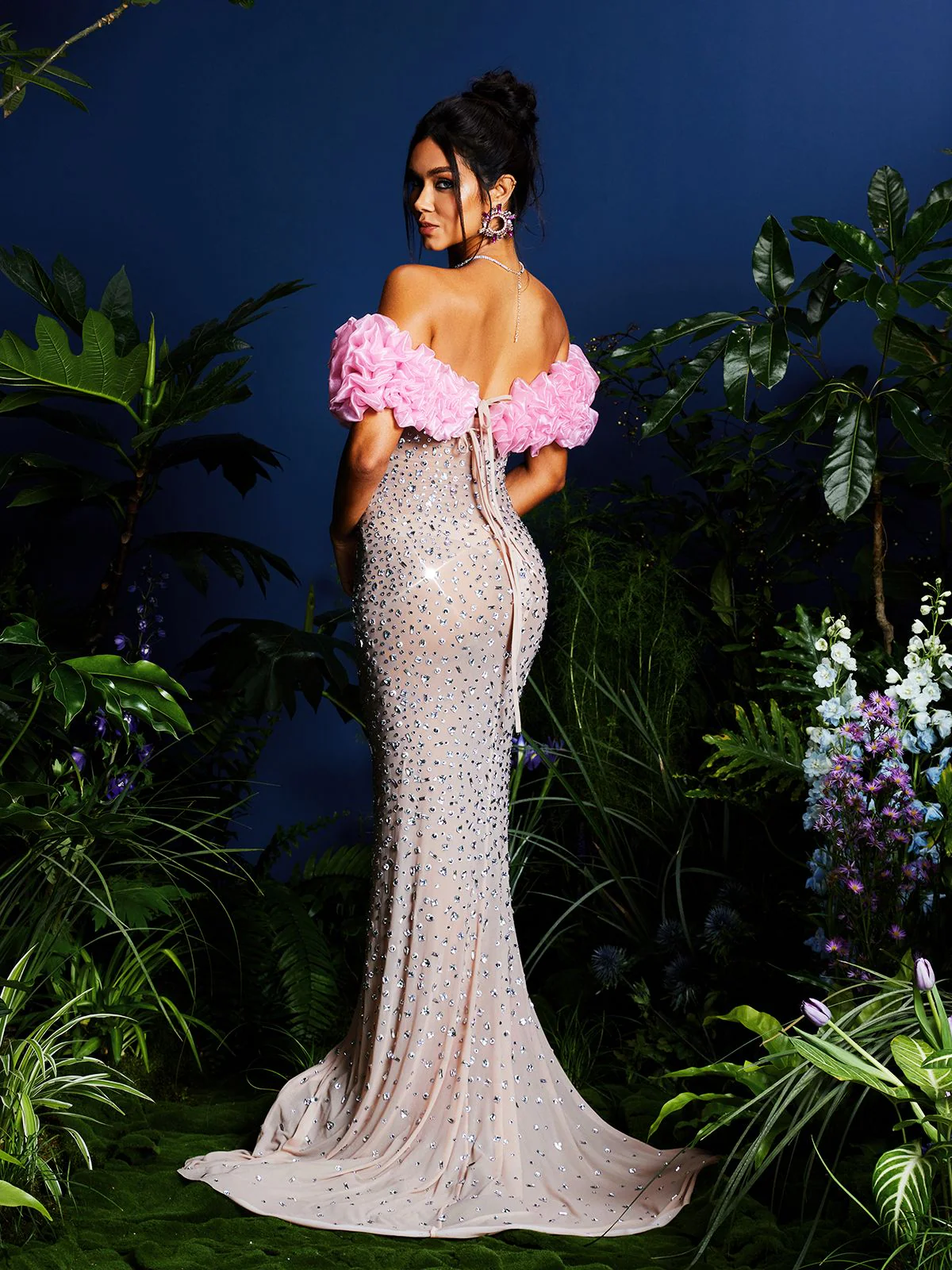 Janiela Strapless Rhinestone Split Maxi Dress - Image 6