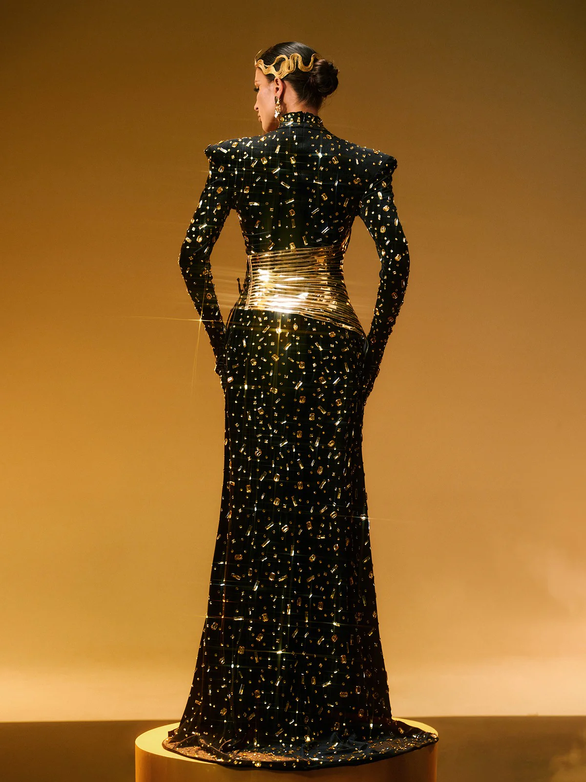 Jonson Rhinestone Embellished Split Maxi Dress In Black - Image 6