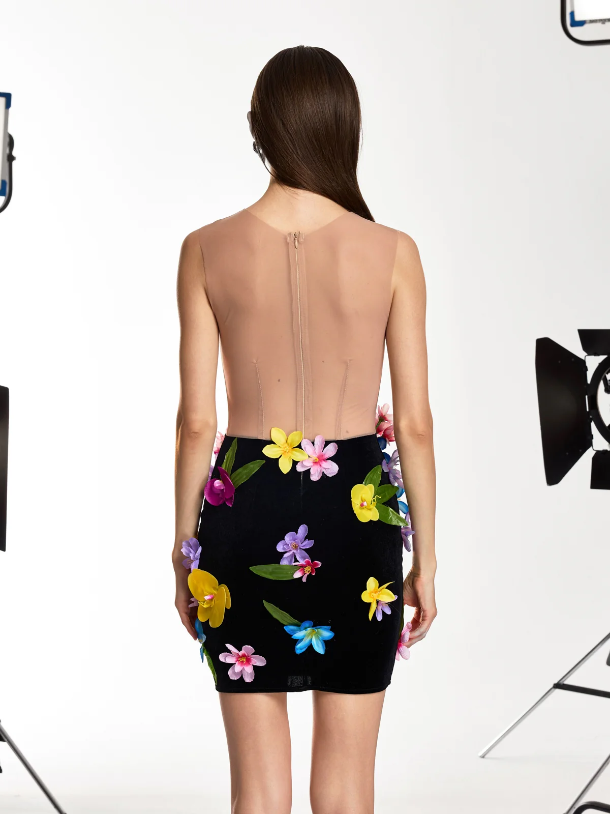Jorven Flower Sequin Velvet Mini Dress - Image 6