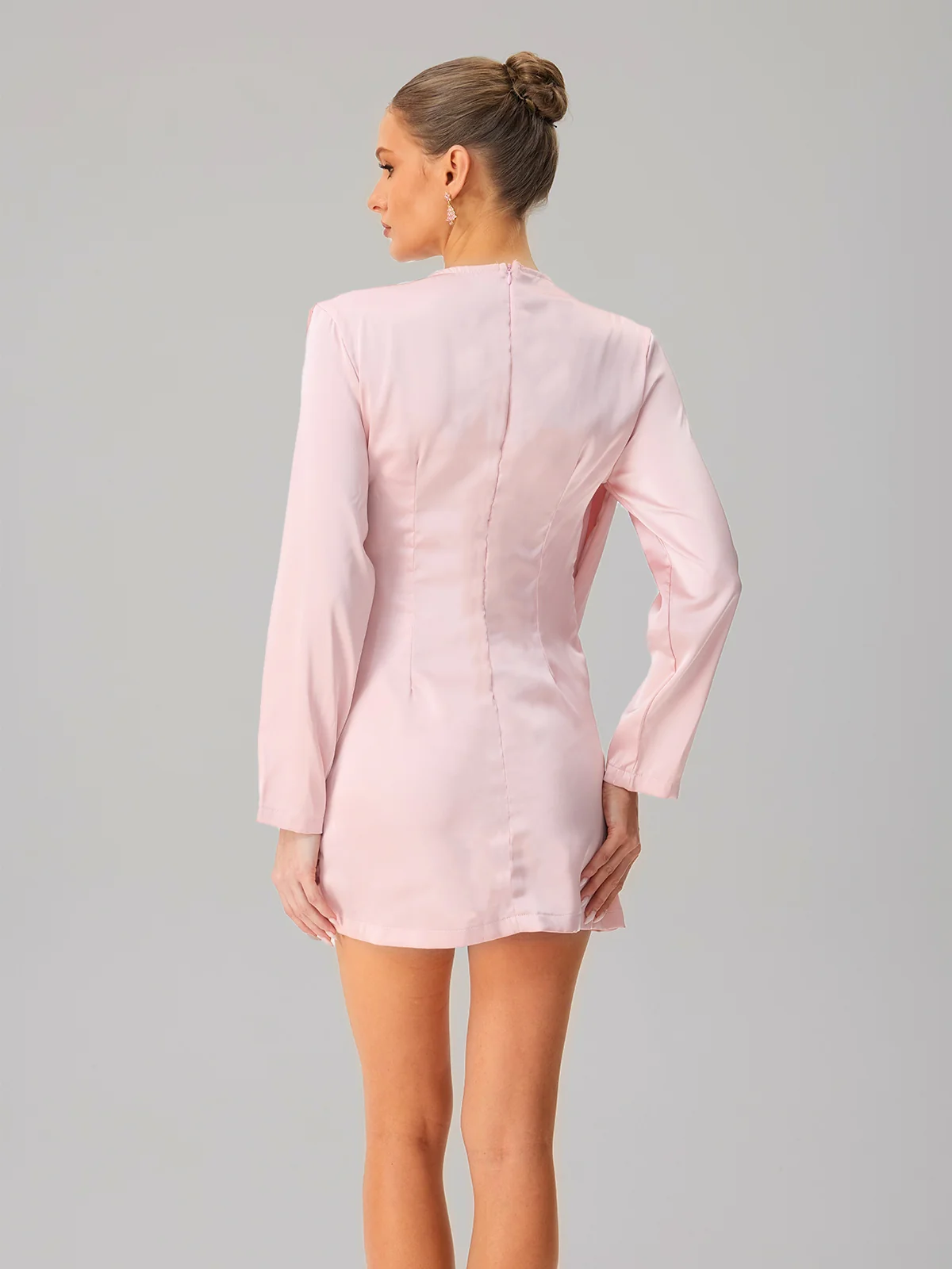 Jounceor V Neck Satin Ruched Mini Dress - Image 6