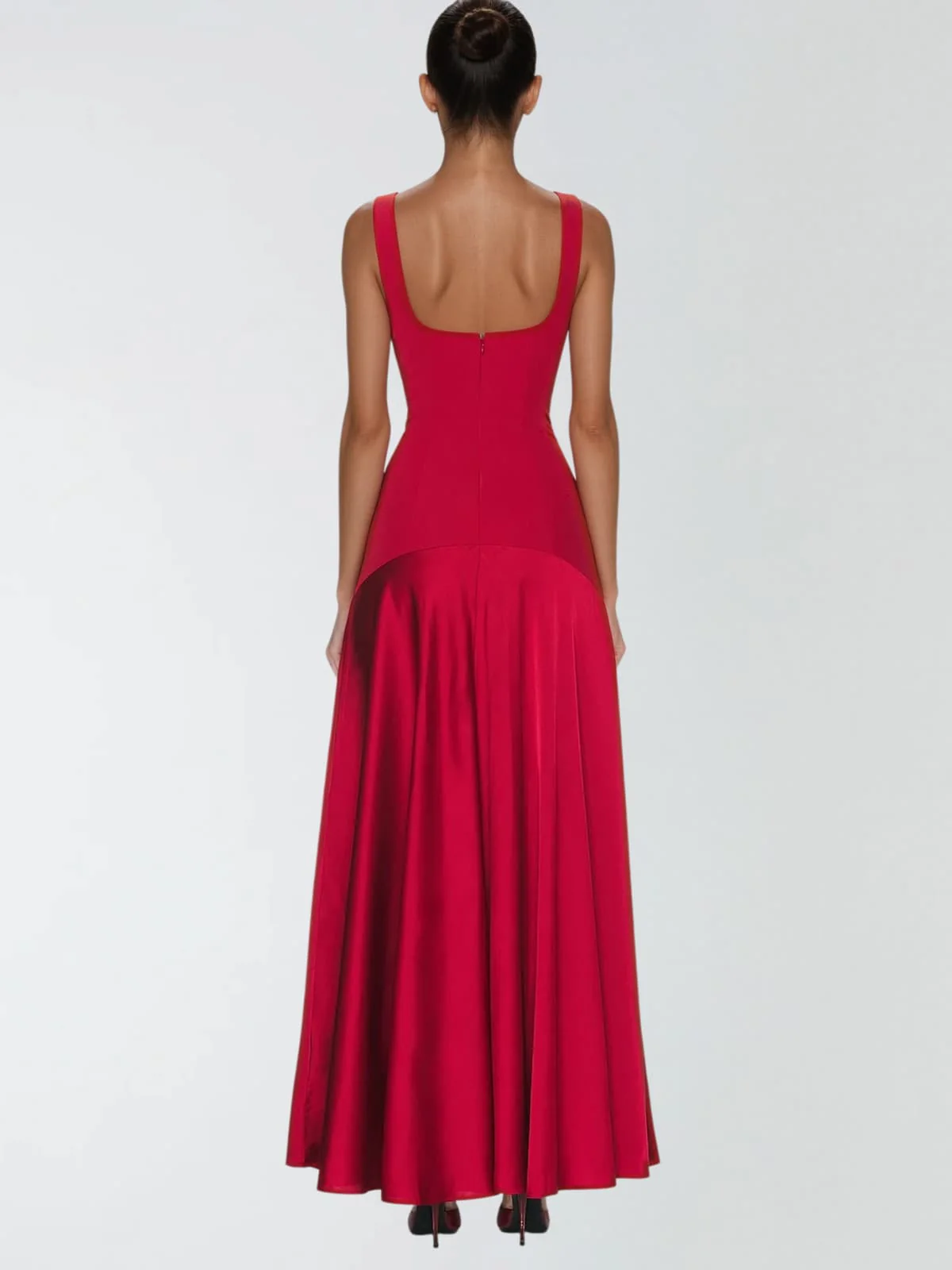 Jovyna  Sleeveless Flared Maxi Dress In Red - Image 3