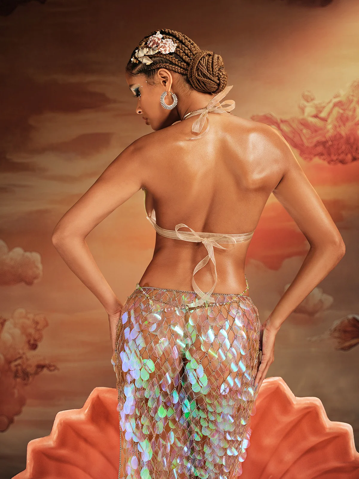 Kaelrix Halterneck Chain Armor Top In Green - Image 6
