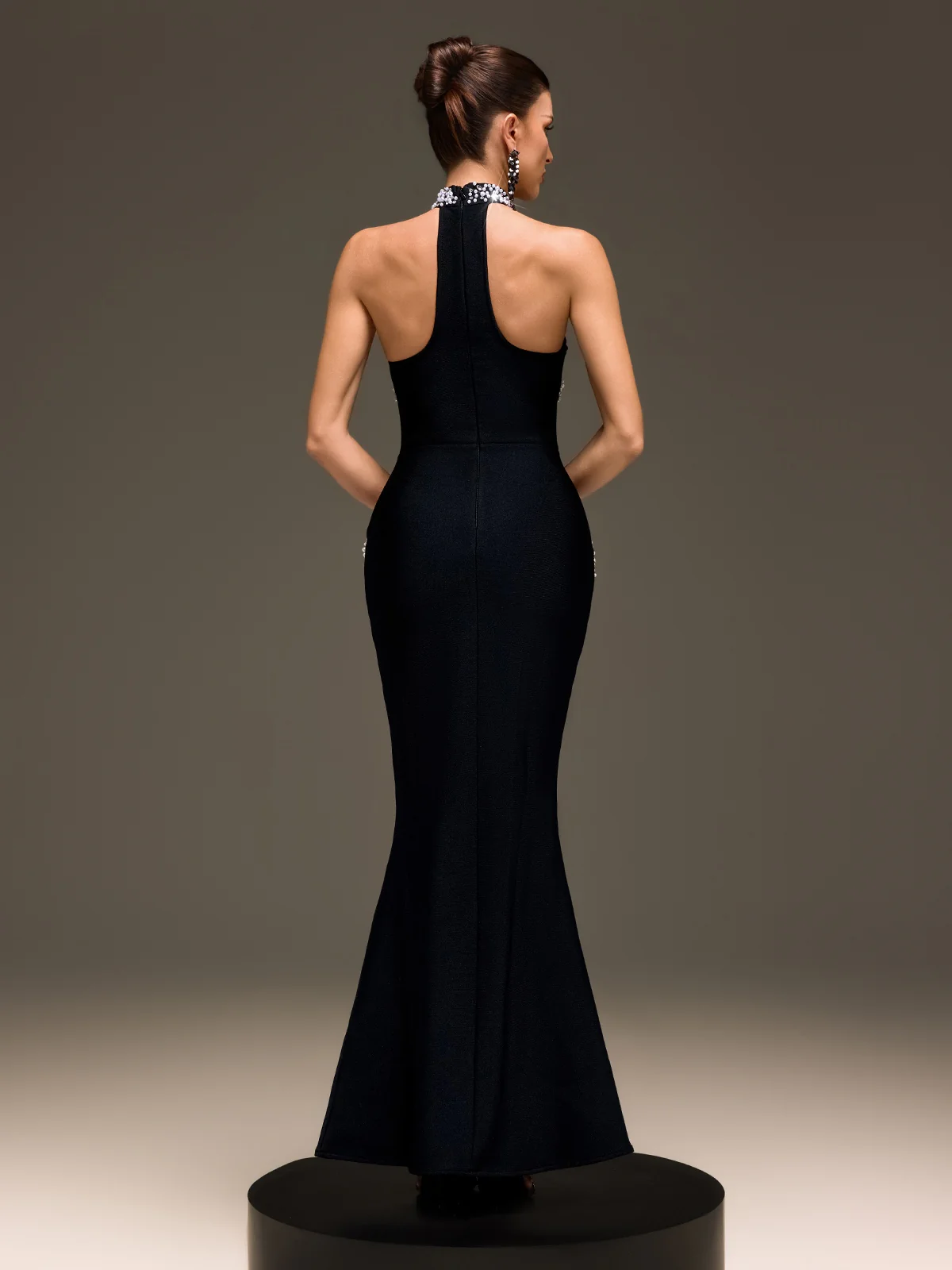 Kaevric Halterneck Pearl Bandage Maxi Dress - Image 7