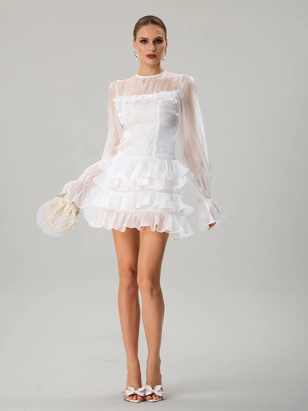 Kahiau Flare Sleeve Ruffle Tiered Mini Dress - Image 5