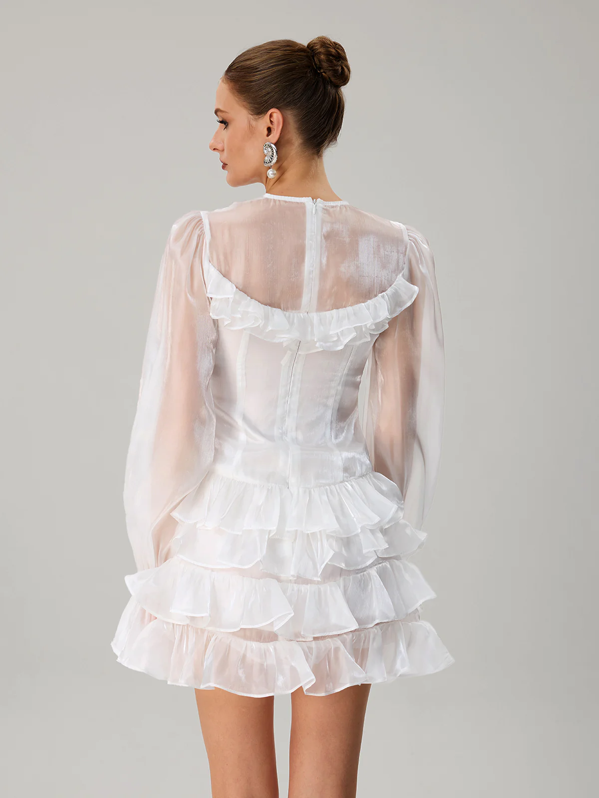 Kahiau Flare Sleeve Ruffle Tiered Mini Dress - Image 6