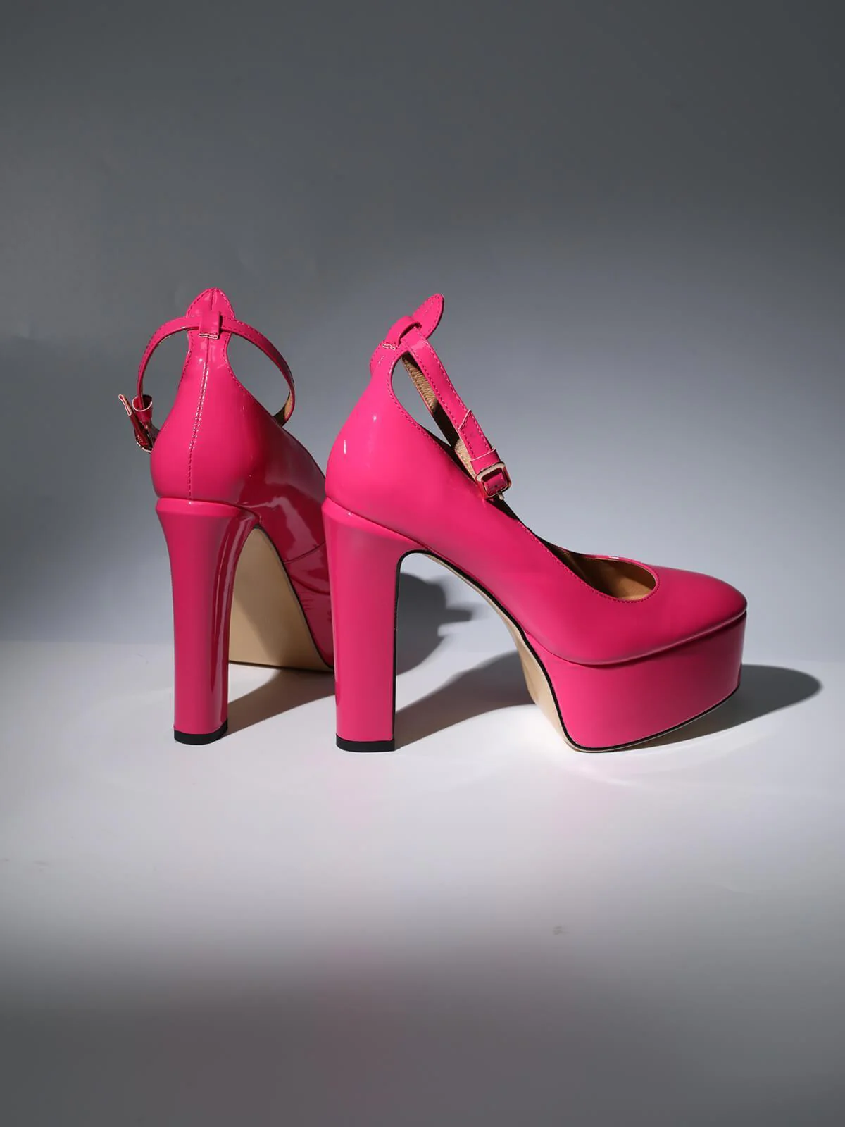 Kalea Leather Platform Heels In Hot Pink - Image 5