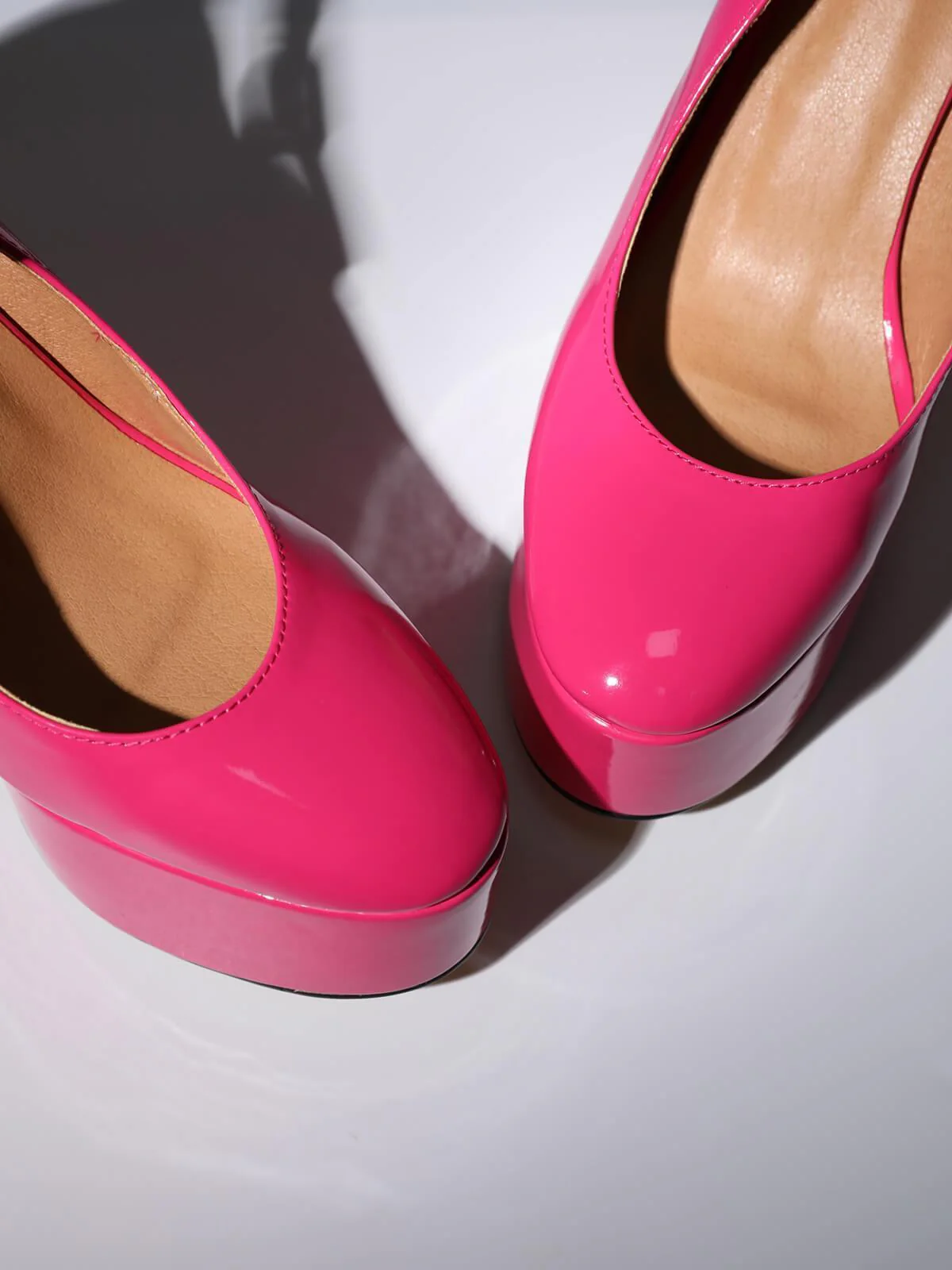 Kalea Leather Platform Heels In Hot Pink - Image 6