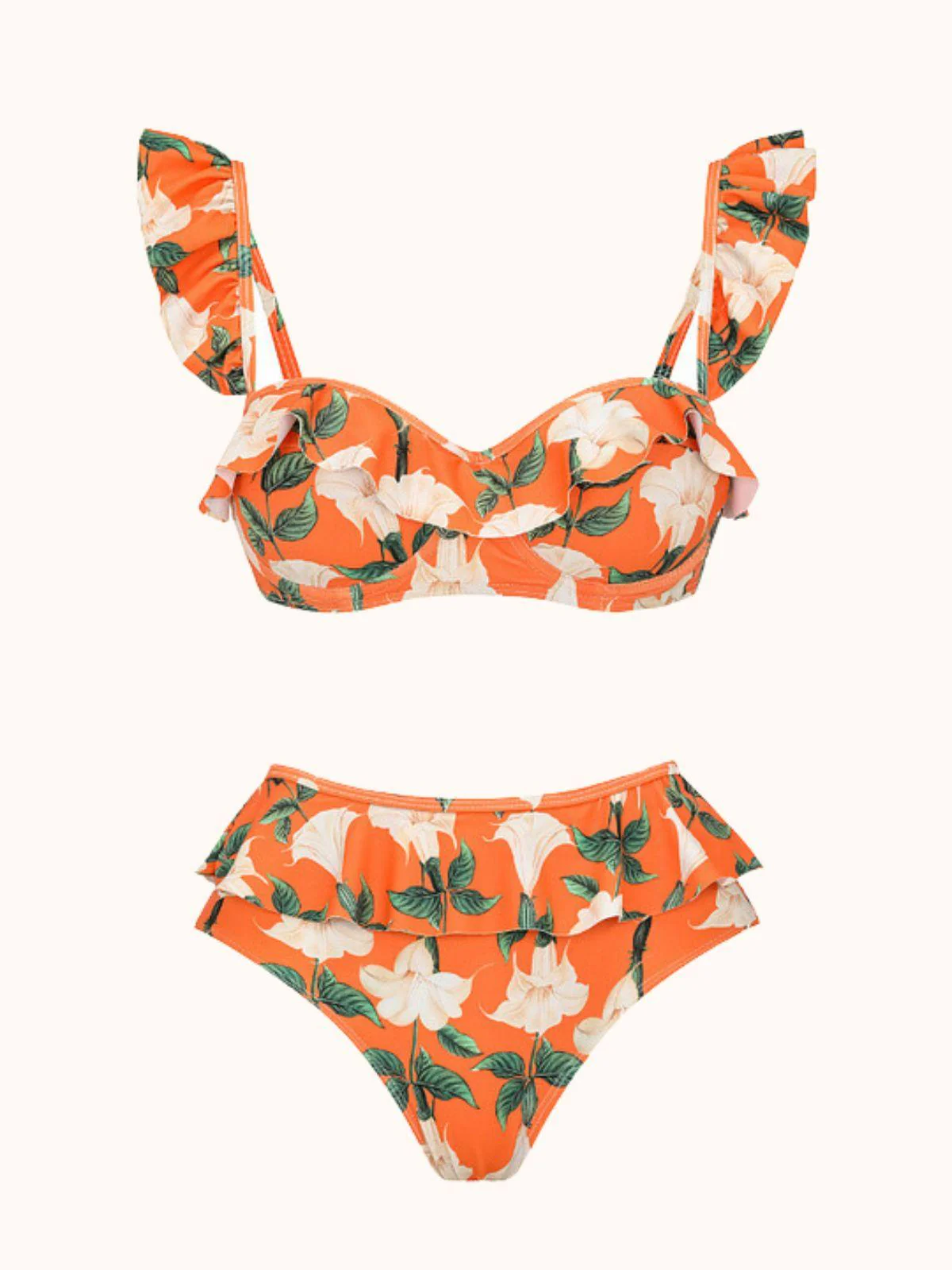 Kesia Ruffle Printed Bikini Three Piece Set - Image 8