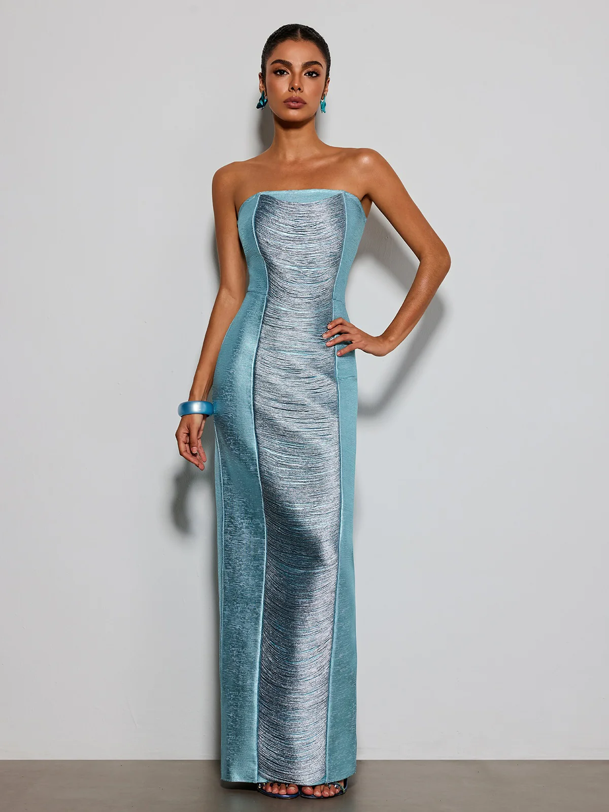 Kestil Strapless Fringe Maxi Dress