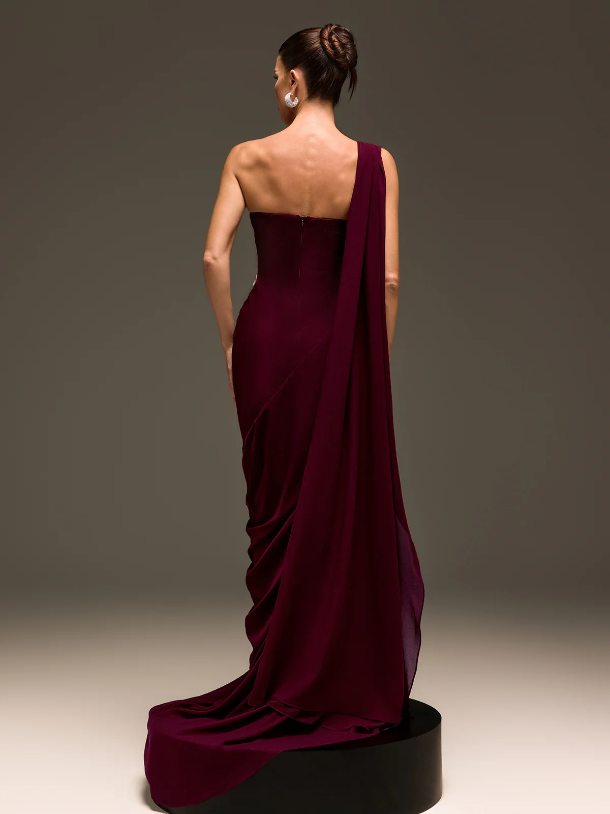 Kibblex Draped Rhinestone Ruched Maxi Dress - Image 6