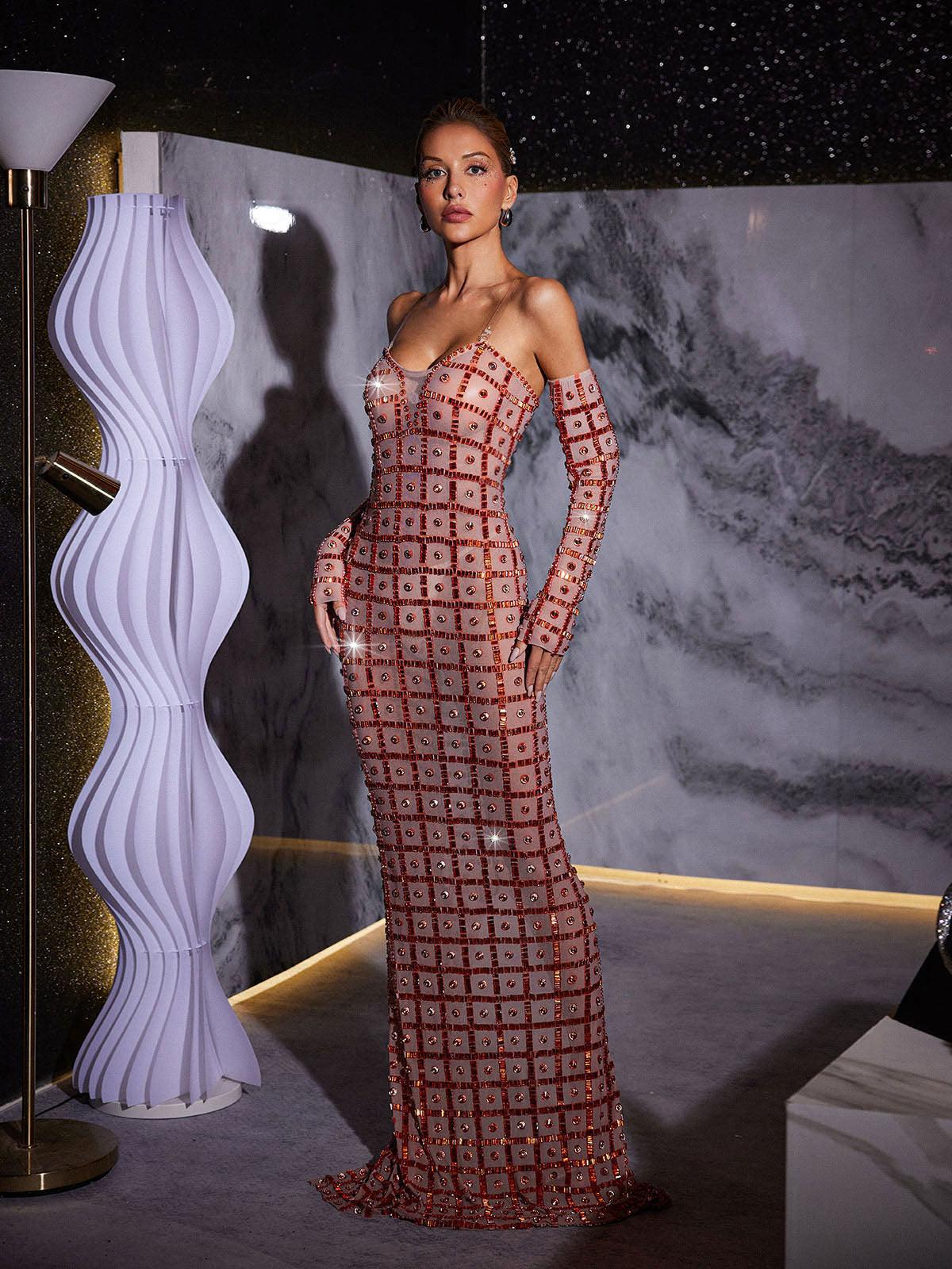 Kieran Rhinestone Mesh Maxi Dress - Image 2