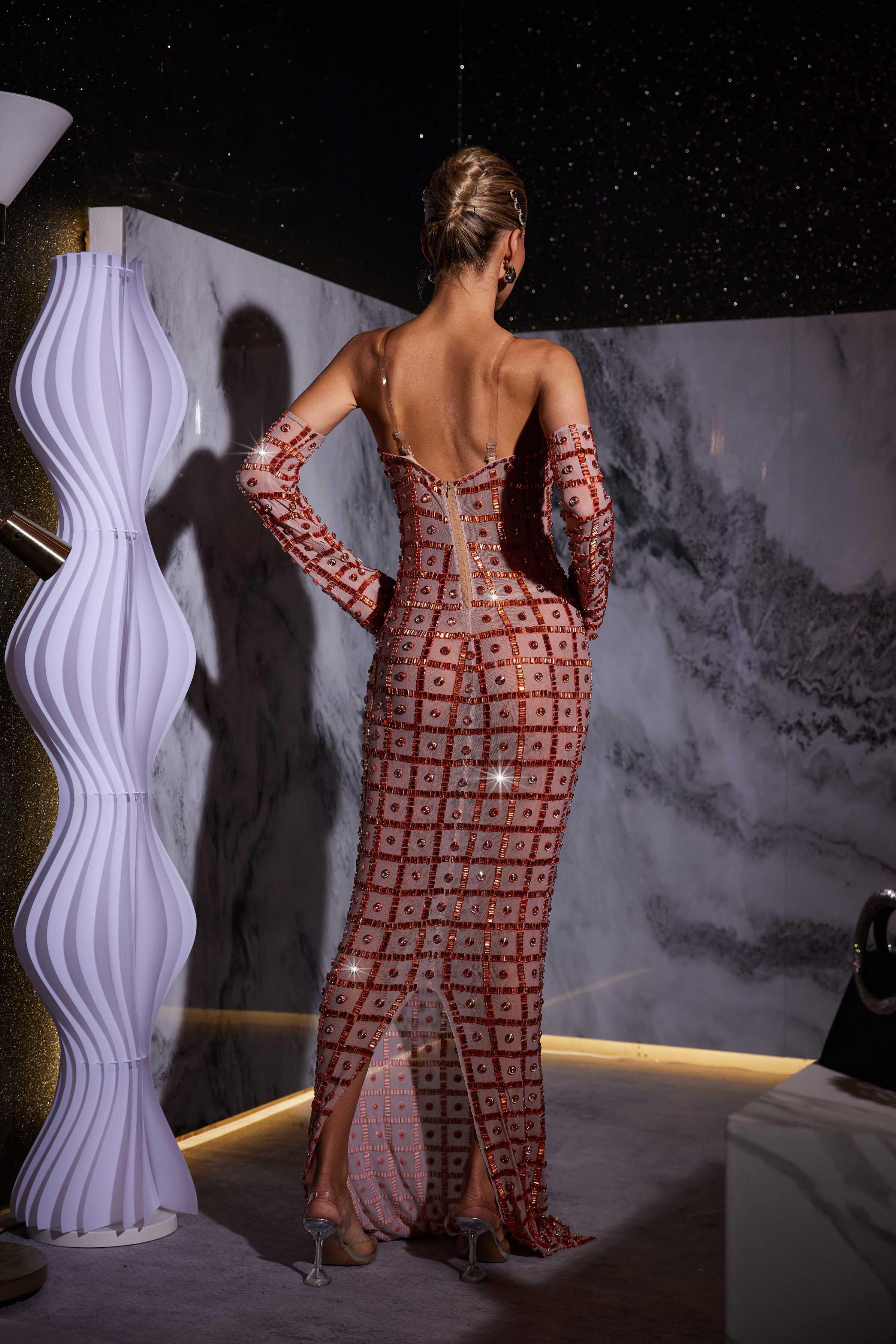 Kieran Rhinestone Mesh Maxi Dress - Image 6