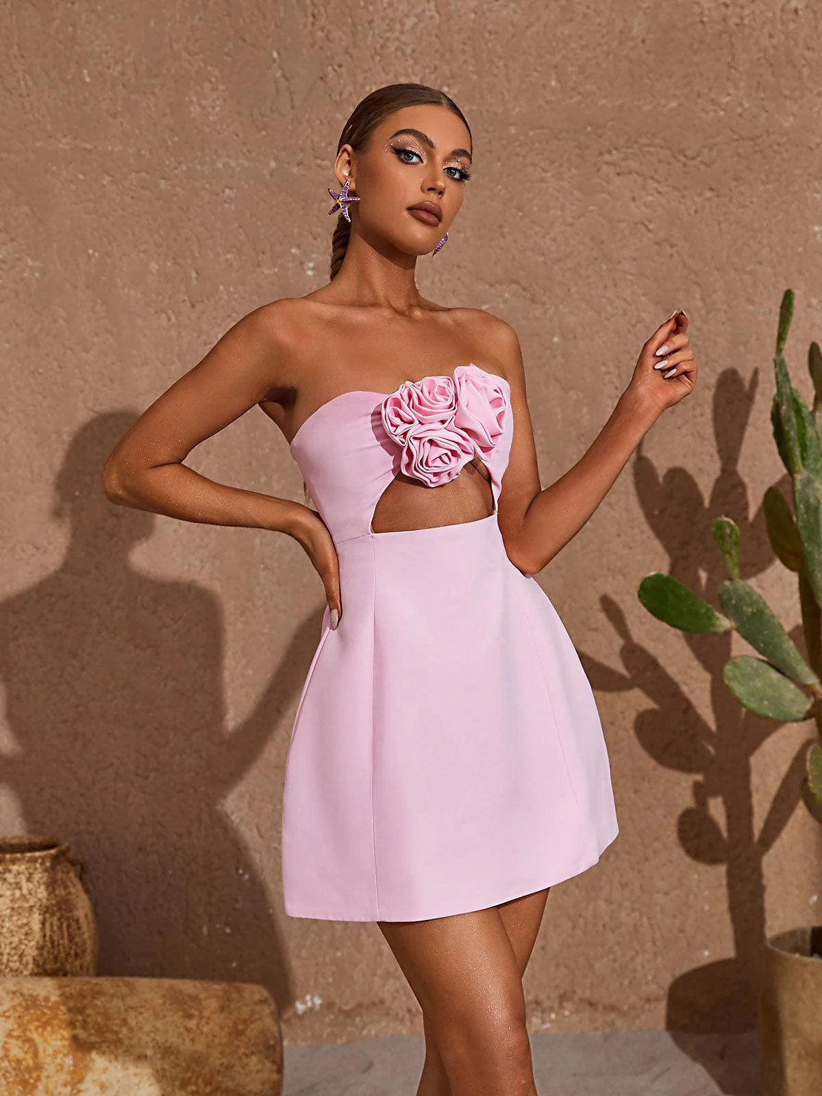 Kinsley Strapless Cutout Mini Dress In Pink - Image 6