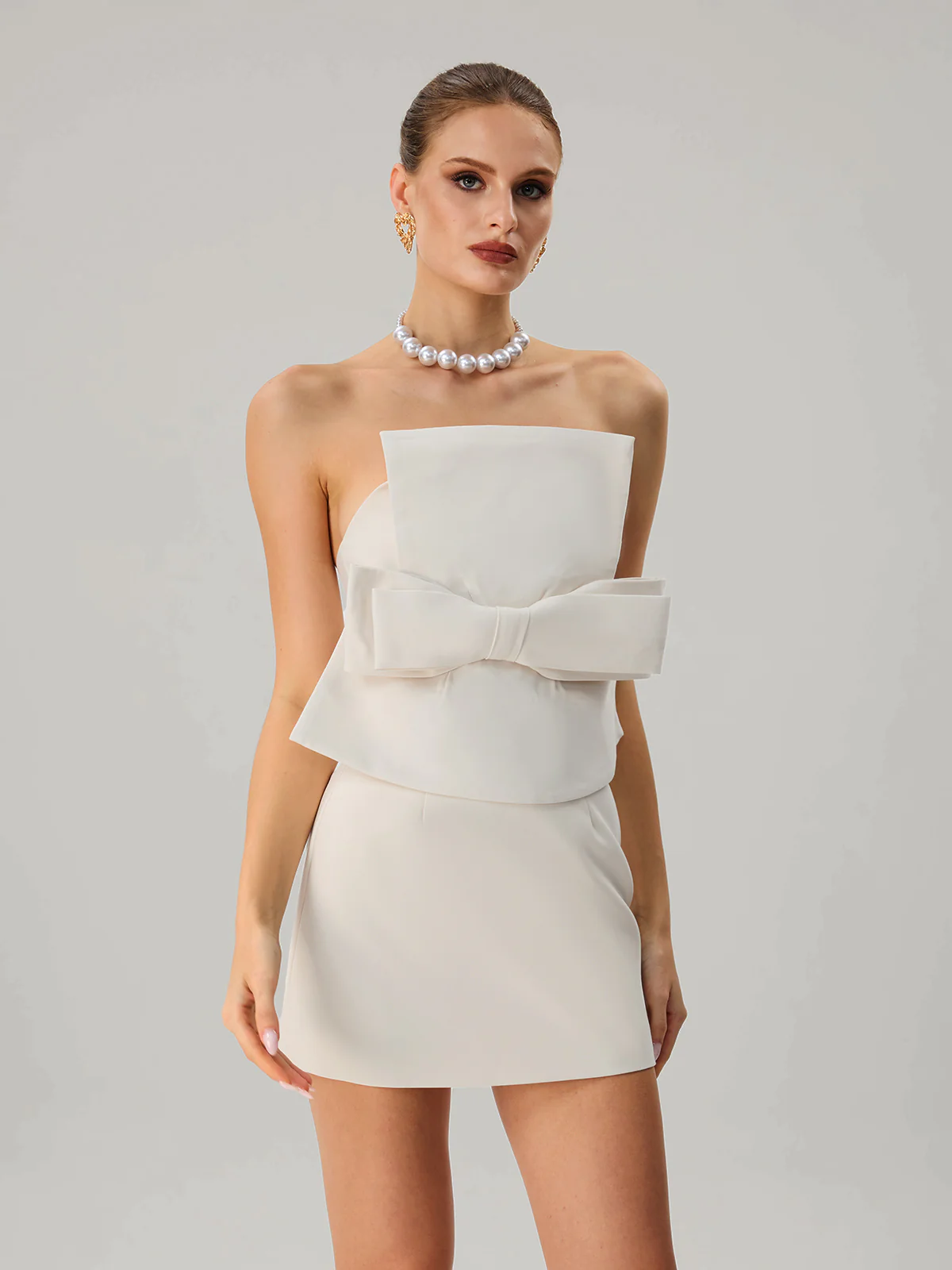Krystallon Strapless Bow Mini Dress - Image 4