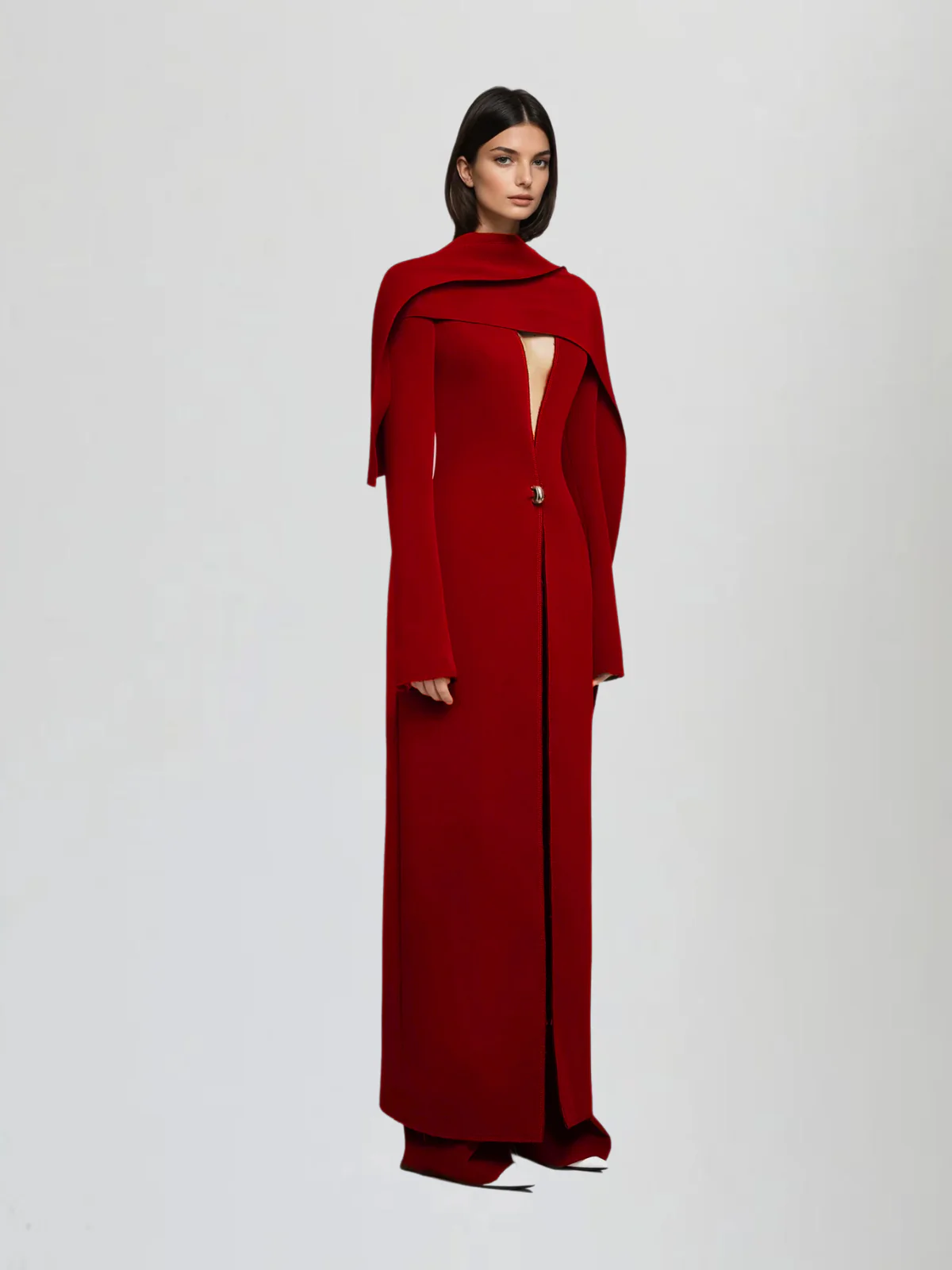 Kuiperon Cape Detail Coat In Red - Image 2