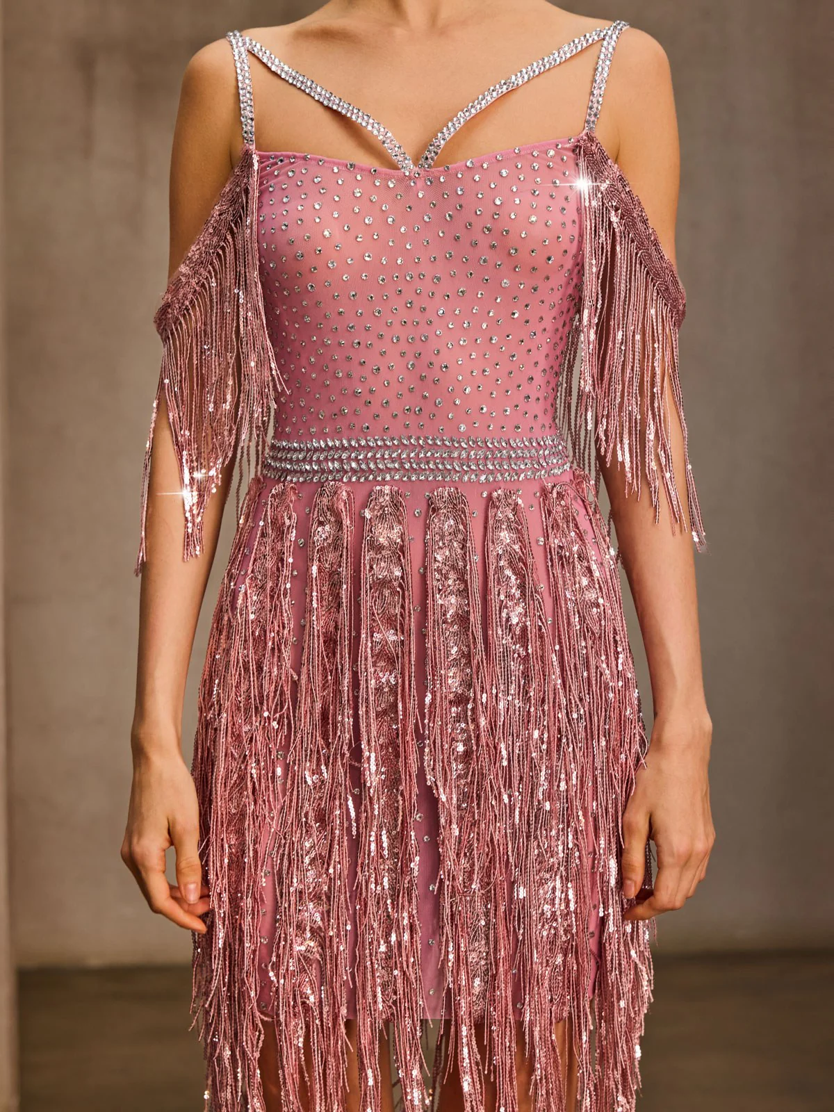 Kynthera Fringe Sequin Rhinestone Mini Dress - Image 6
