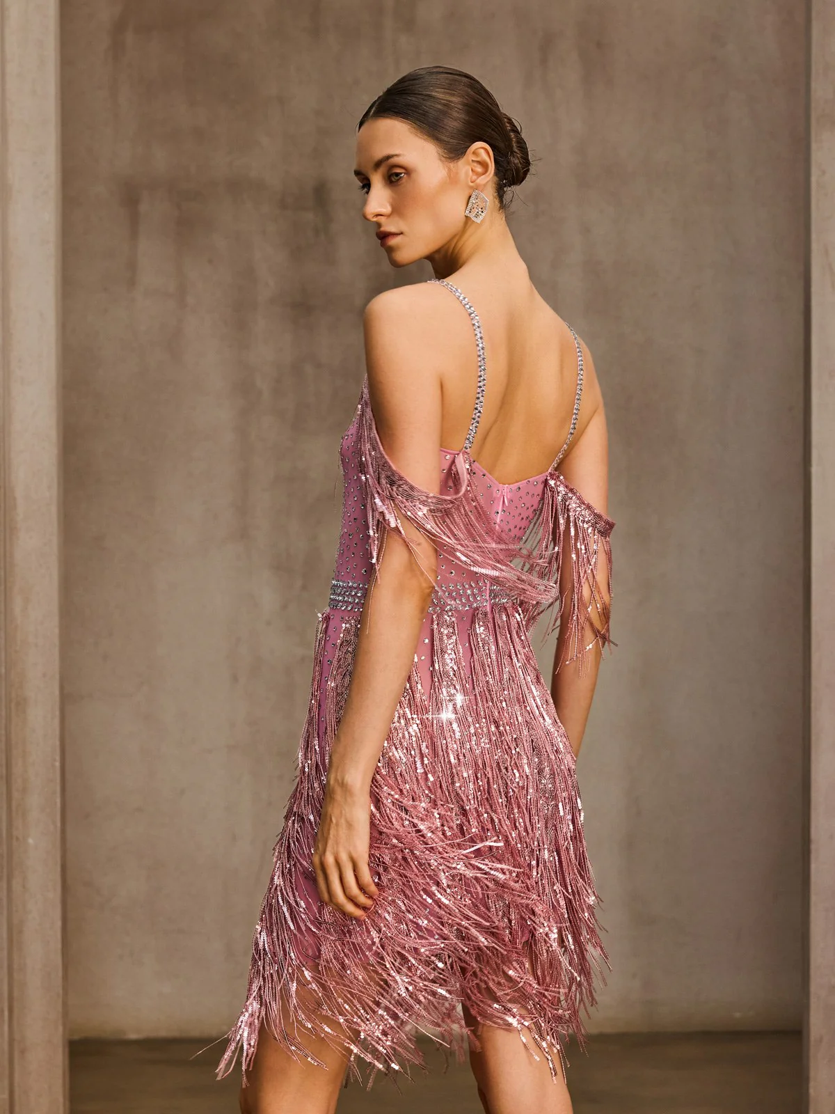 Kynthera Fringe Sequin Rhinestone Mini Dress - Image 7