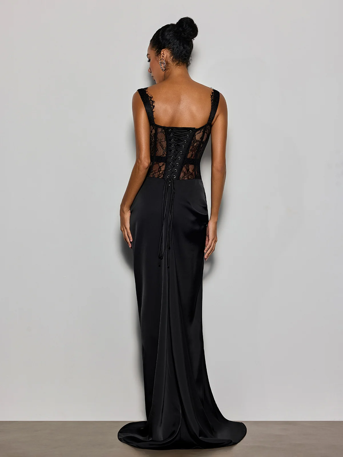 Lambdax Lace Split Bow Maxi Dress - Image 10