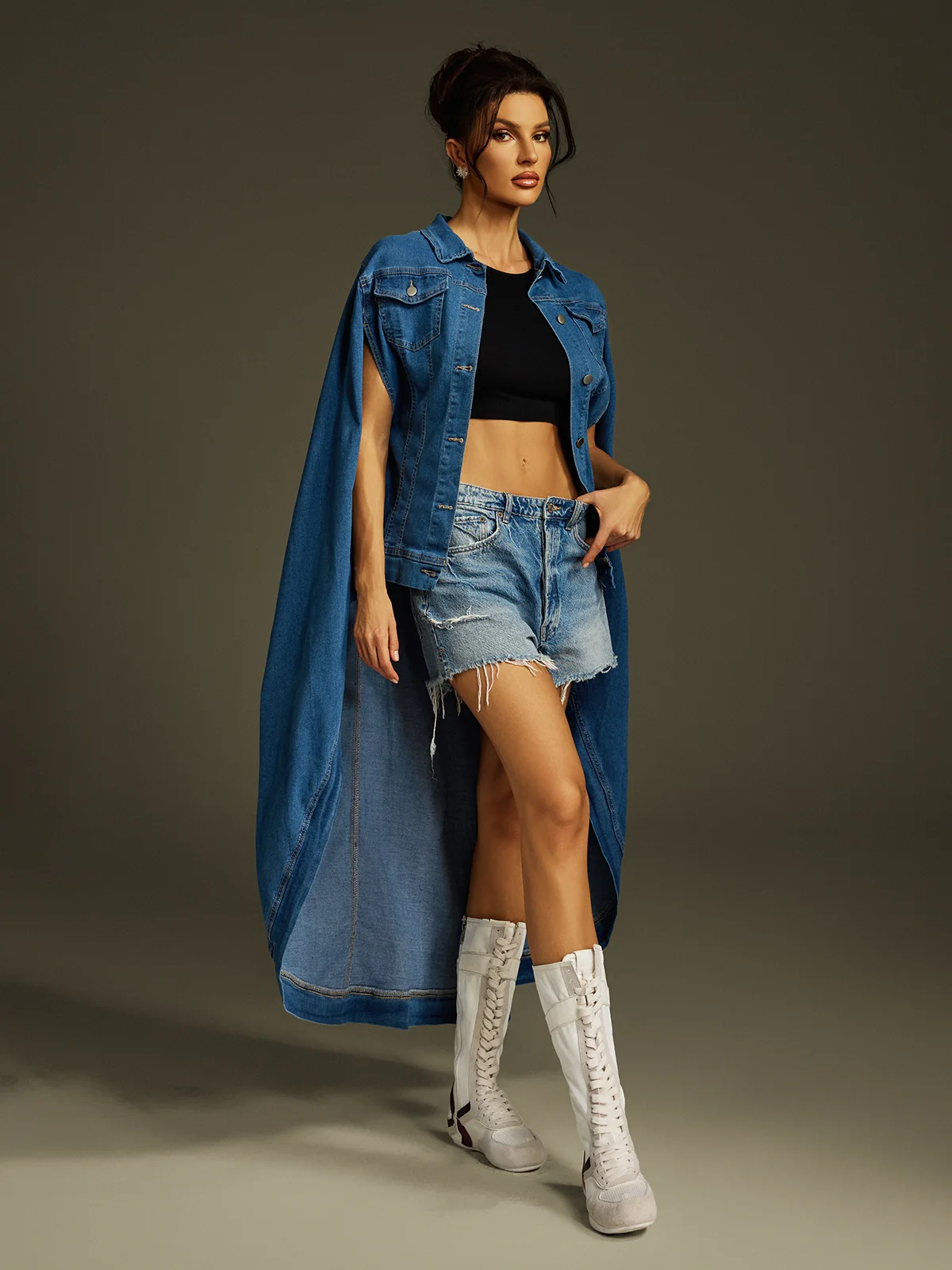 Laranya Cape Deconstruct Denim Jacket - Image 2