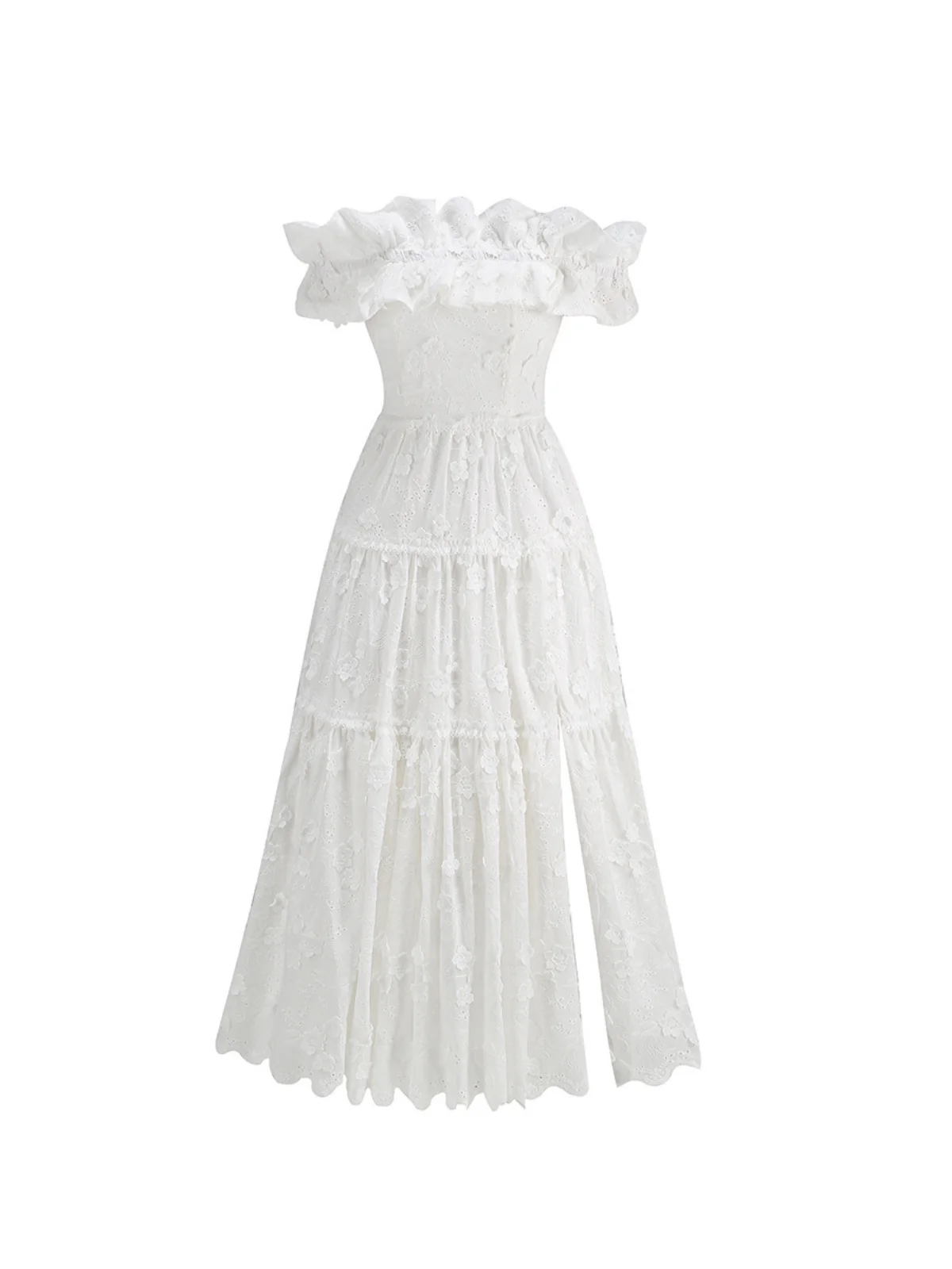 Lareth Off Shoulder Floral Split Midi Dress - Image 4