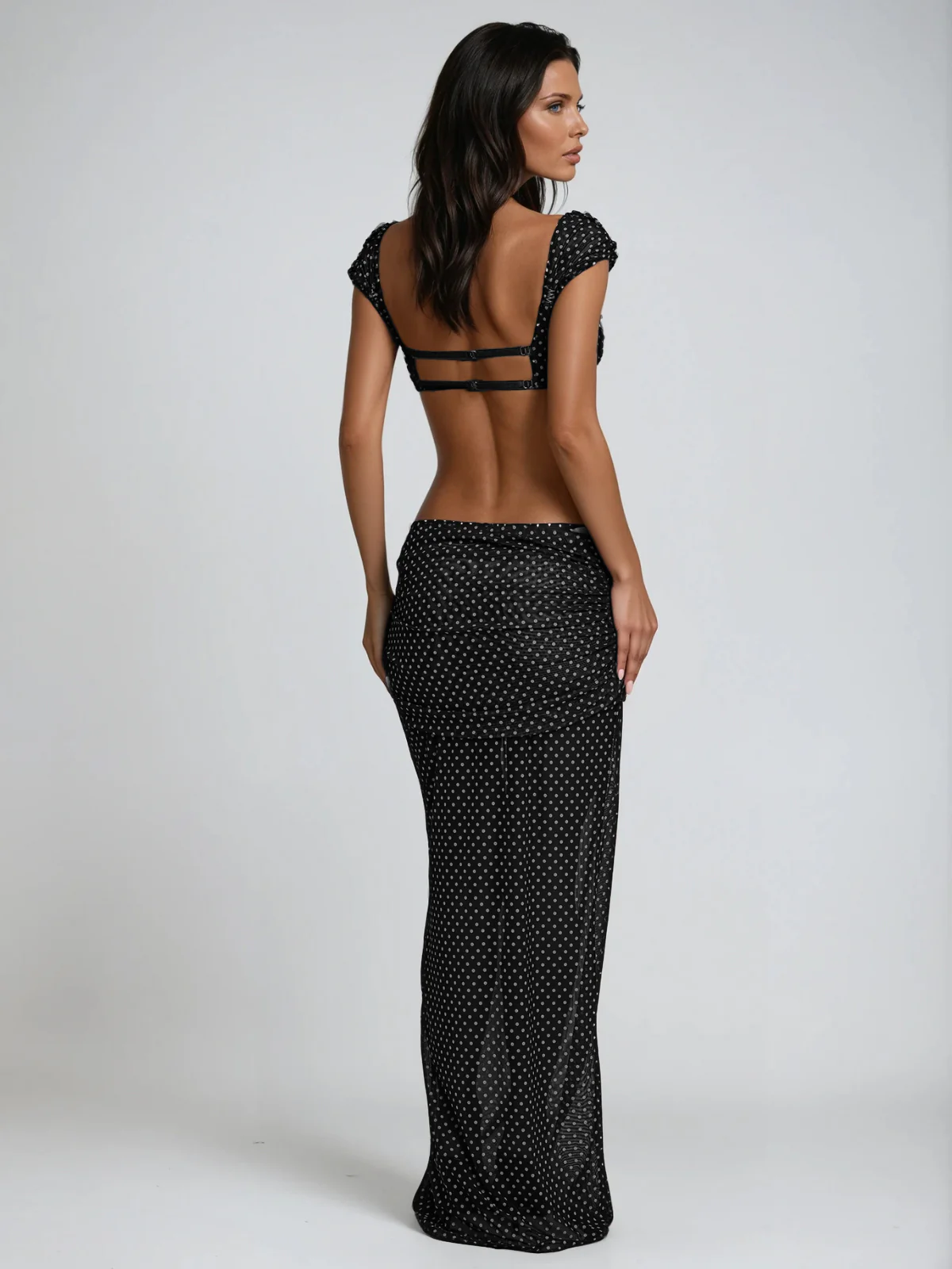 Larmorix Backless Cutout Dot Maxi Dress - Image 5