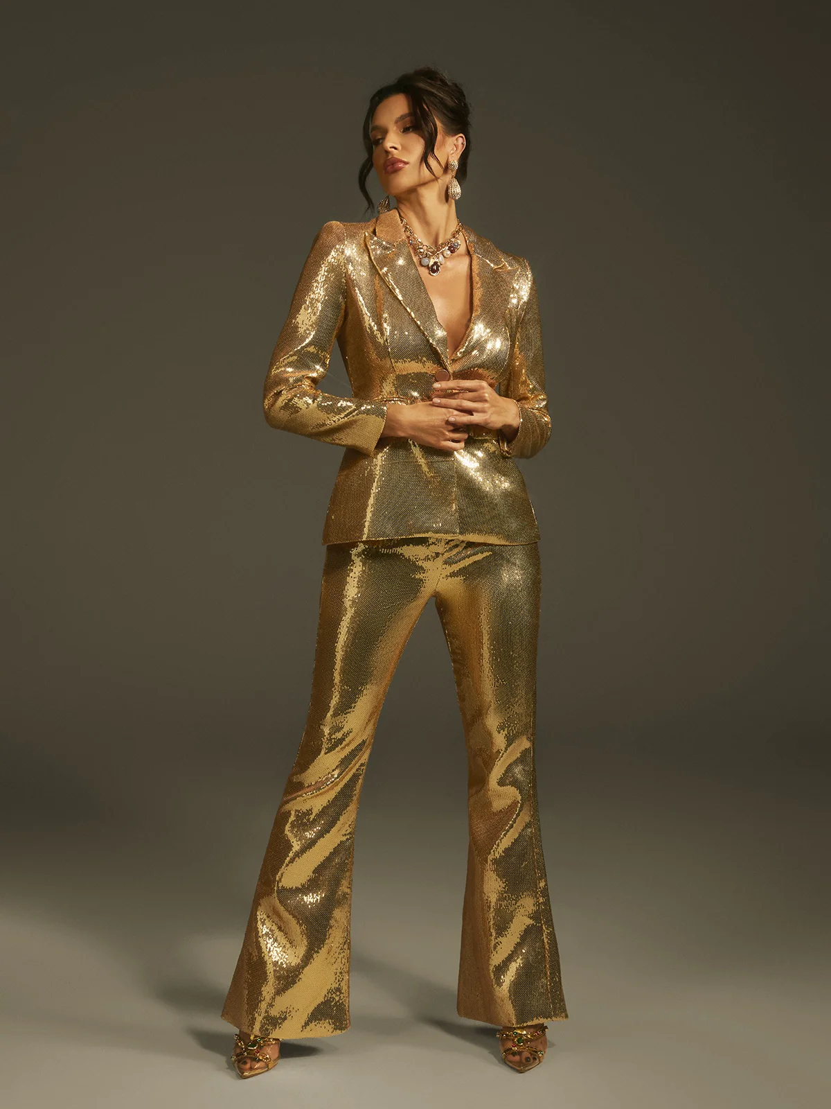 Larna Long Sleeve Sequin Blazer Set - Image 2
