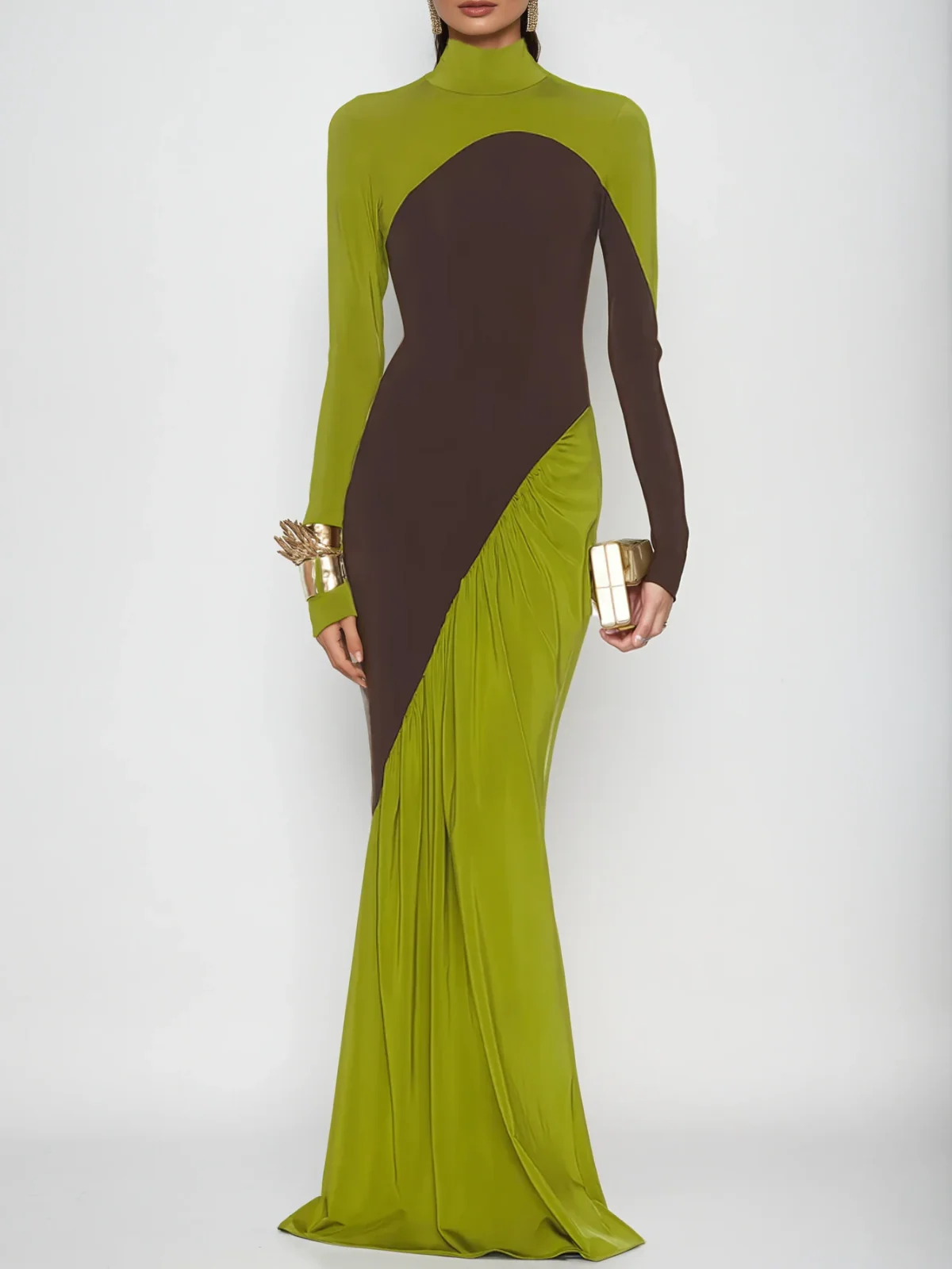 Laurice High Neck Maxi Dress In Green - Image 3